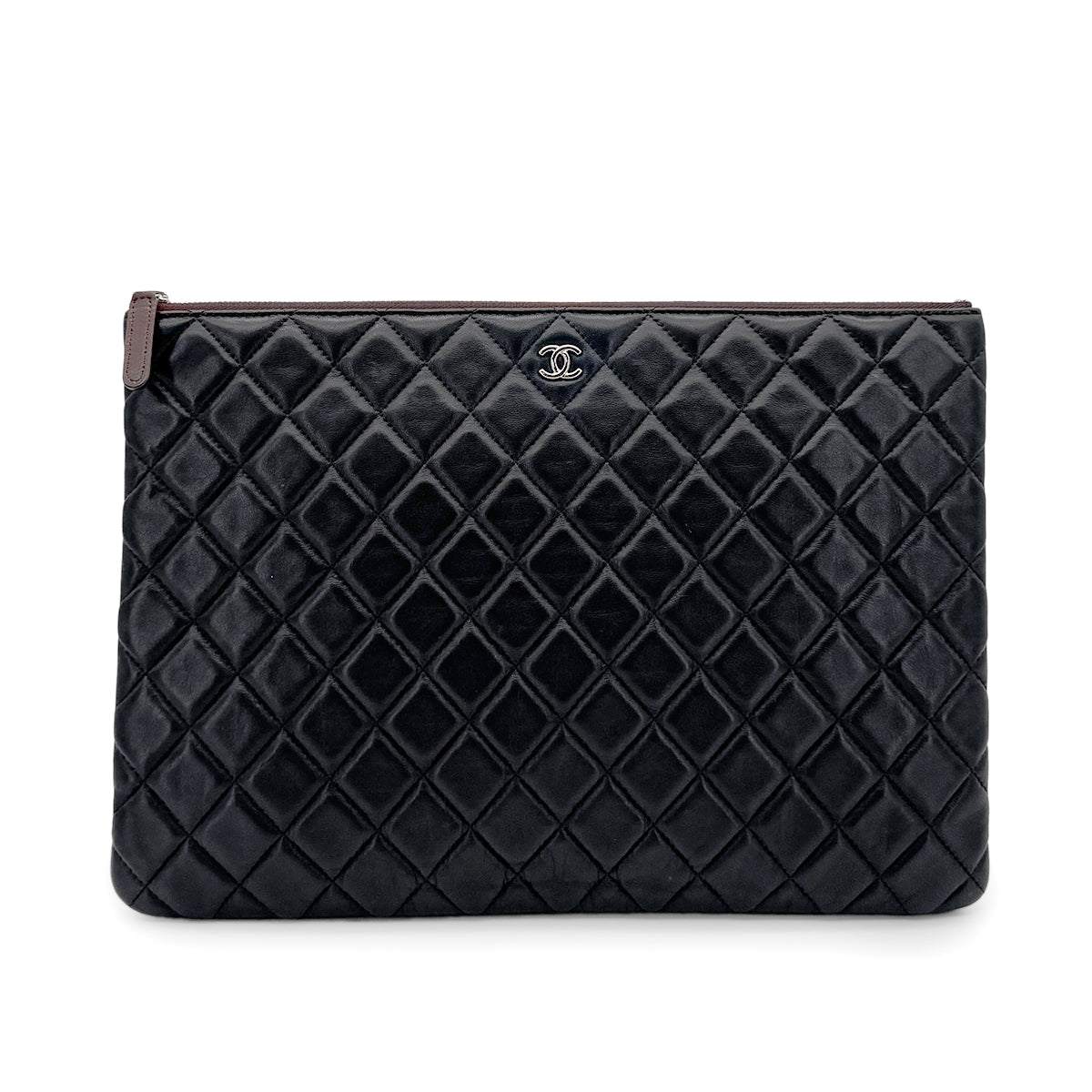 CHANEL MATELASSE CLUTCH BAG BLACK LAMB SKIN 90280503