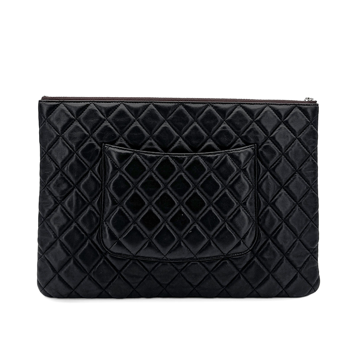 CHANEL MATELASSE CLUTCH BAG BLACK LAMB SKIN 90280503