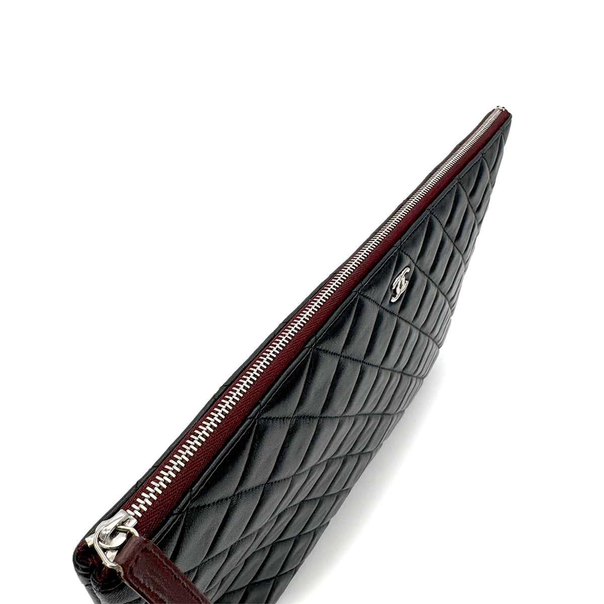 CHANEL MATELASSE CLUTCH BAG BLACK LAMB SKIN 90280503