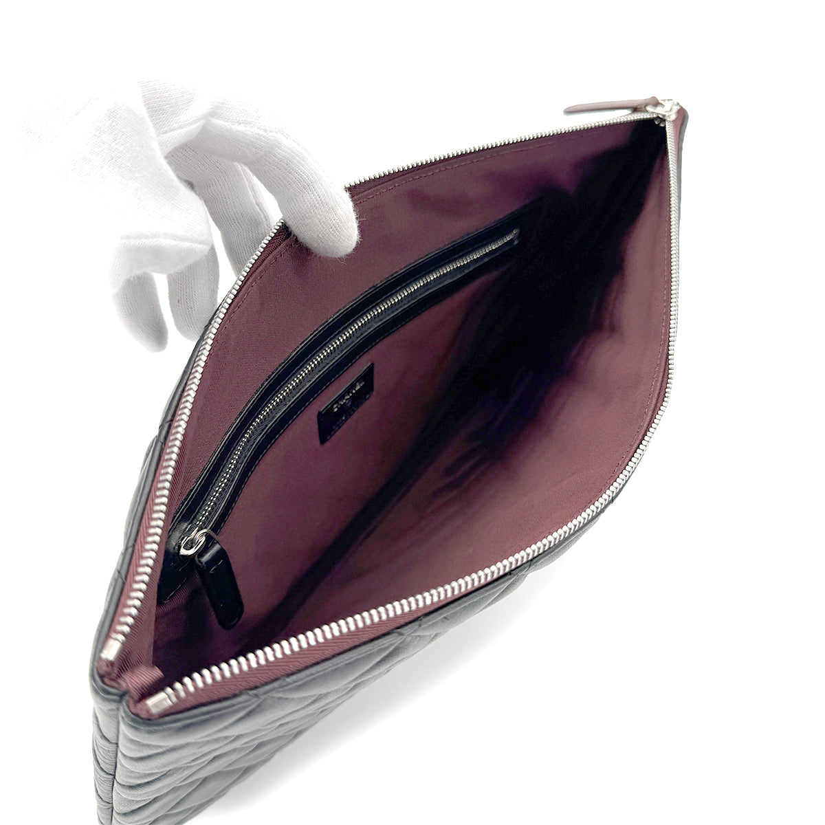 CHANEL MATELASSE CLUTCH BAG BLACK LAMB SKIN 90280503