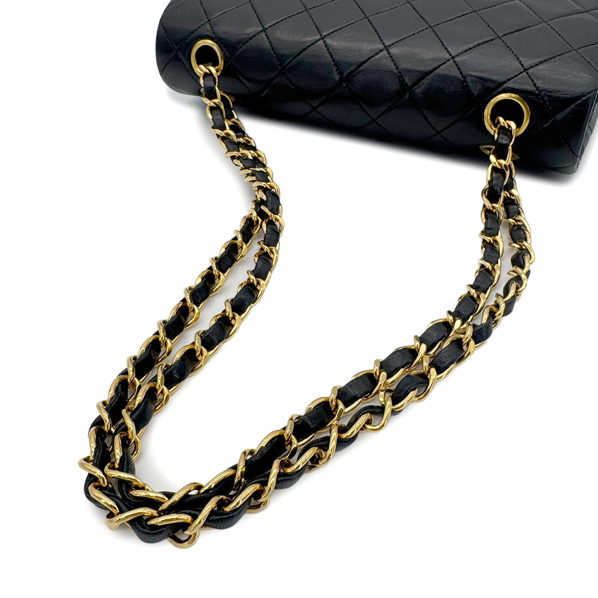 CHANEL VINTAGE CLASSIC FLAP SMALL CHAIN SHOULDER BAG BLACK LAMB SKIN 90280505