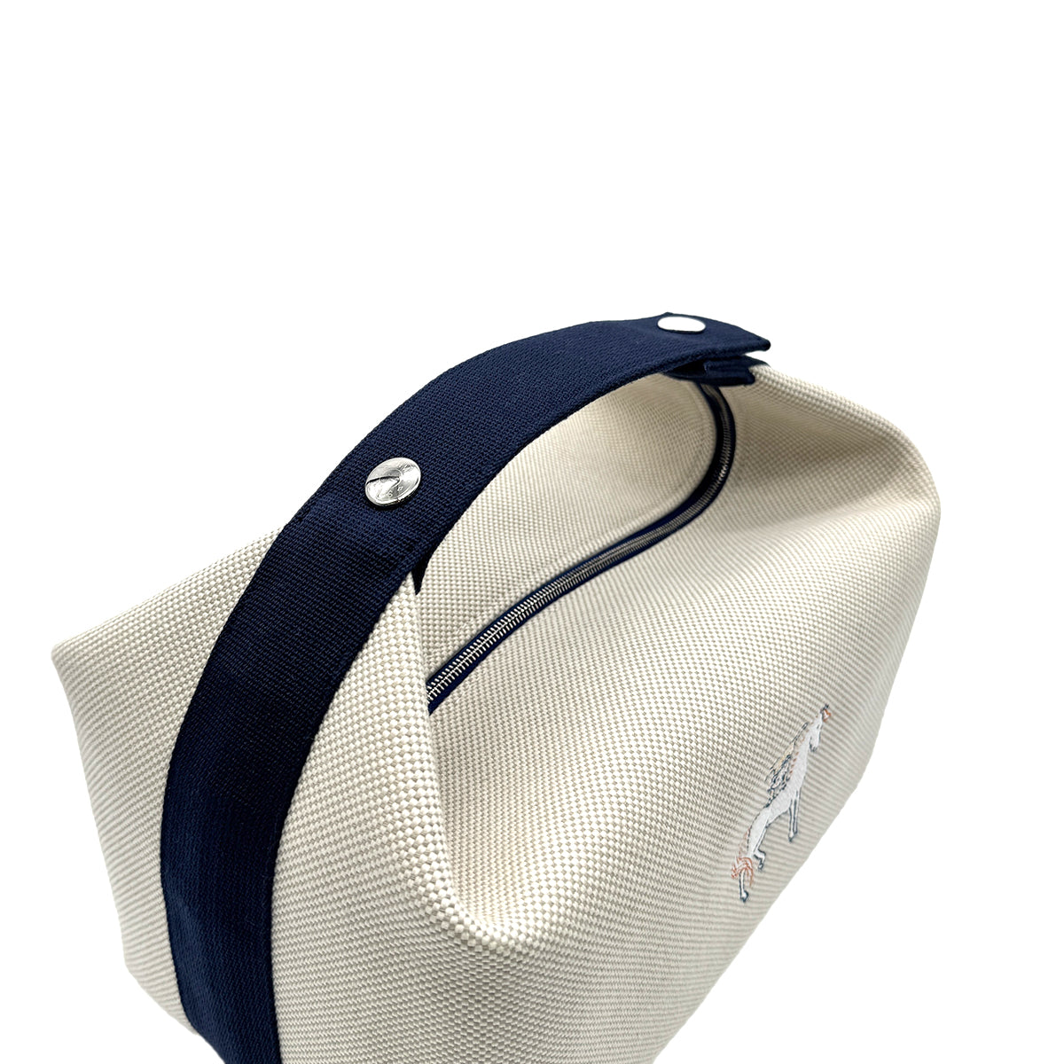 HERMES BRIDE A BRAC CABRIOLE GM GRIS PERLE TOILE H POUCH HAND BAG 90280508