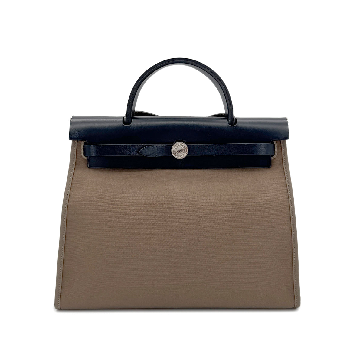 HERMES HER BAG ZIP PM 31 BLUE INDIGO ETOUPE VACHE HUNTER TOILE OFFICIER TOTE SHOULDER BAG C 90280509