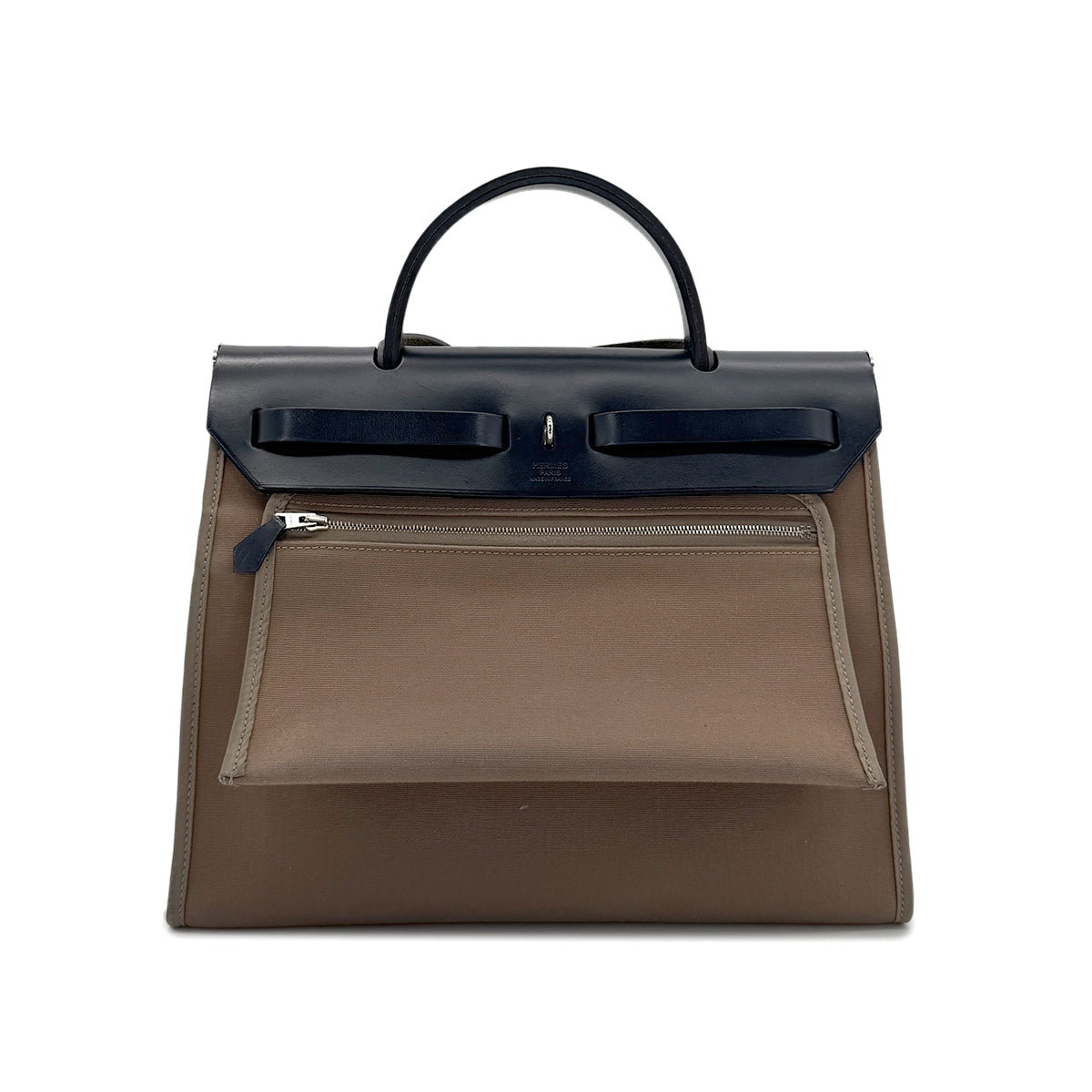 HERMES HER BAG ZIP PM 31 BLUE INDIGO ETOUPE VACHE HUNTER TOILE OFFICIER TOTE SHOULDER BAG C 90280509