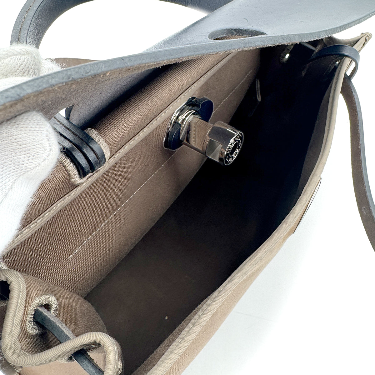 HERMES HER BAG ZIP PM 31 BLUE INDIGO ETOUPE VACHE HUNTER TOILE OFFICIER TOTE SHOULDER BAG C 90280509