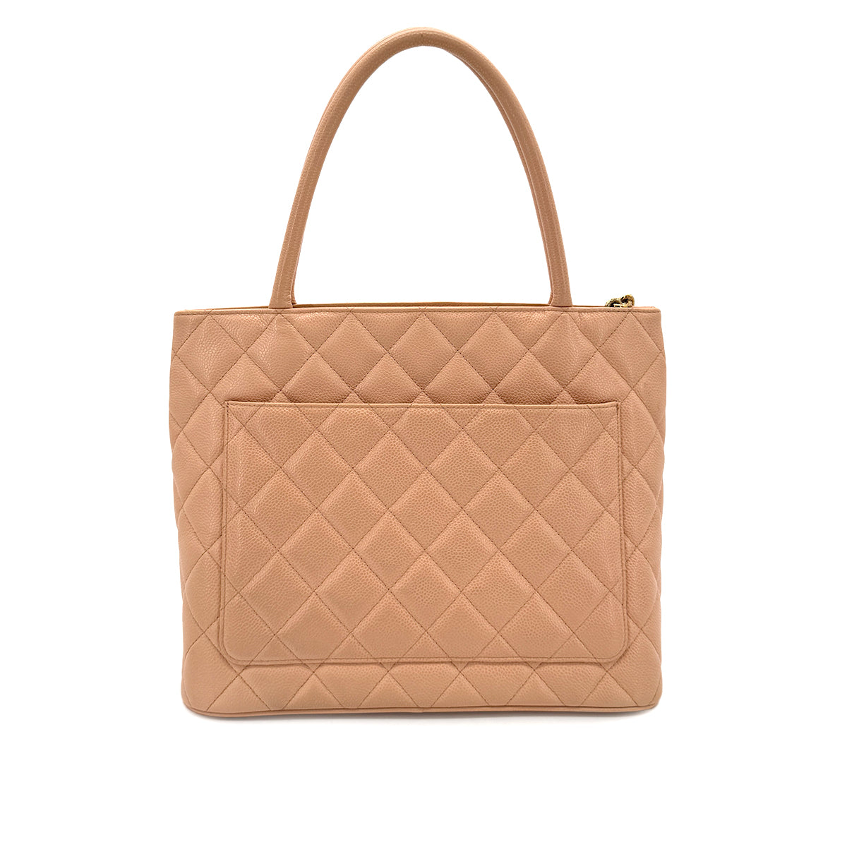 CHANEL VINTAGE MEDALLION TOTE BAG PINK BEIGE CAVIAR SKIN 90280510