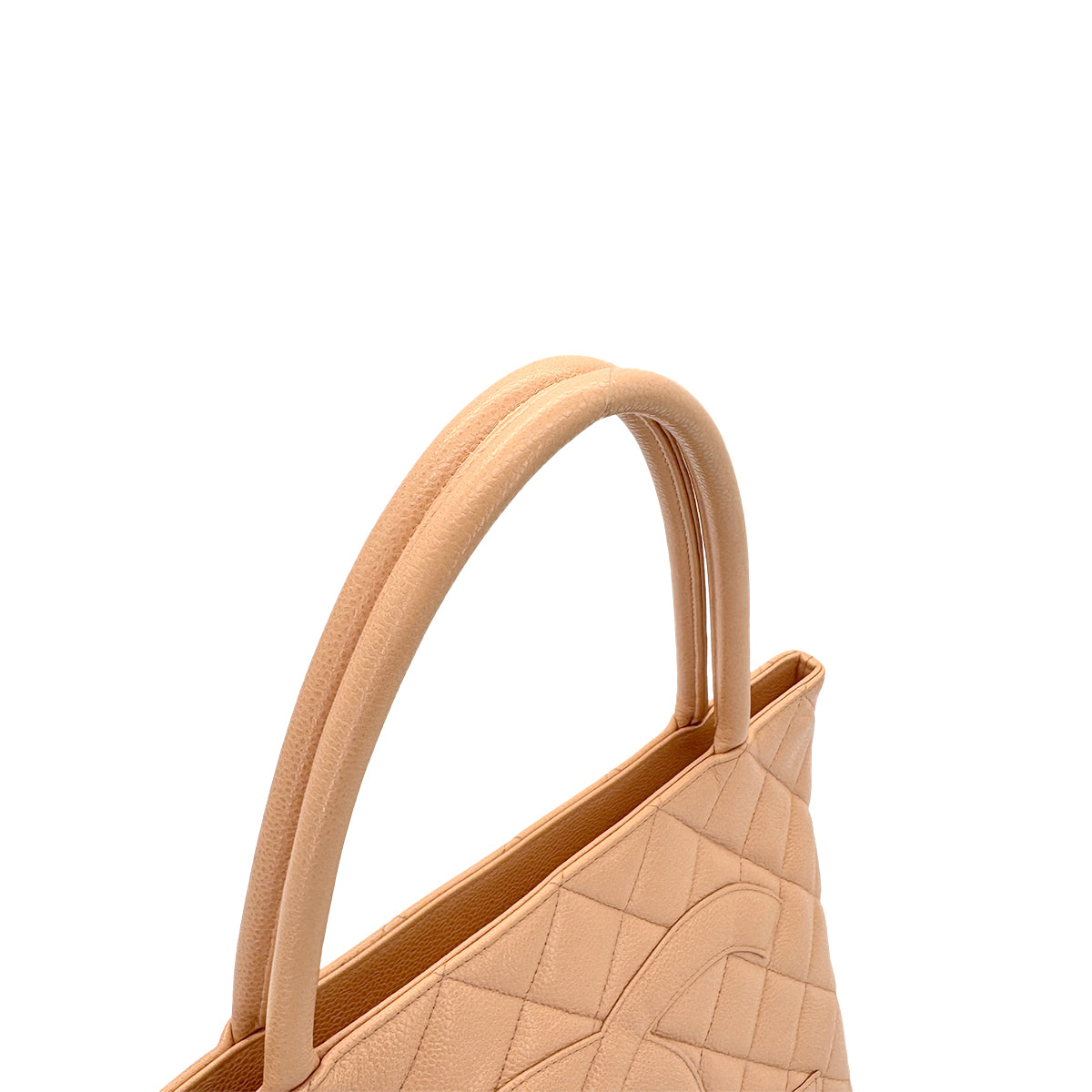 CHANEL VINTAGE MEDALLION TOTE BAG PINK BEIGE CAVIAR SKIN 90280510