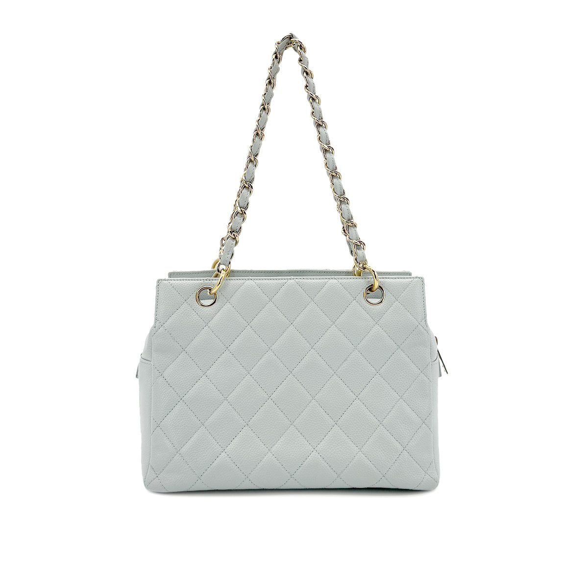 CHANEL VINTAGE PTT CHAIN TOTE BAG LIGHT BLUE CAVIAR SKI 90280511