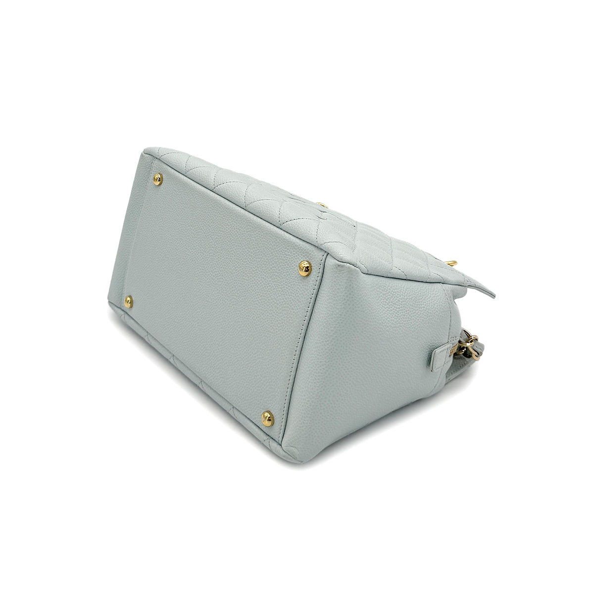 CHANEL VINTAGE PTT CHAIN TOTE BAG LIGHT BLUE CAVIAR SKI 90280511