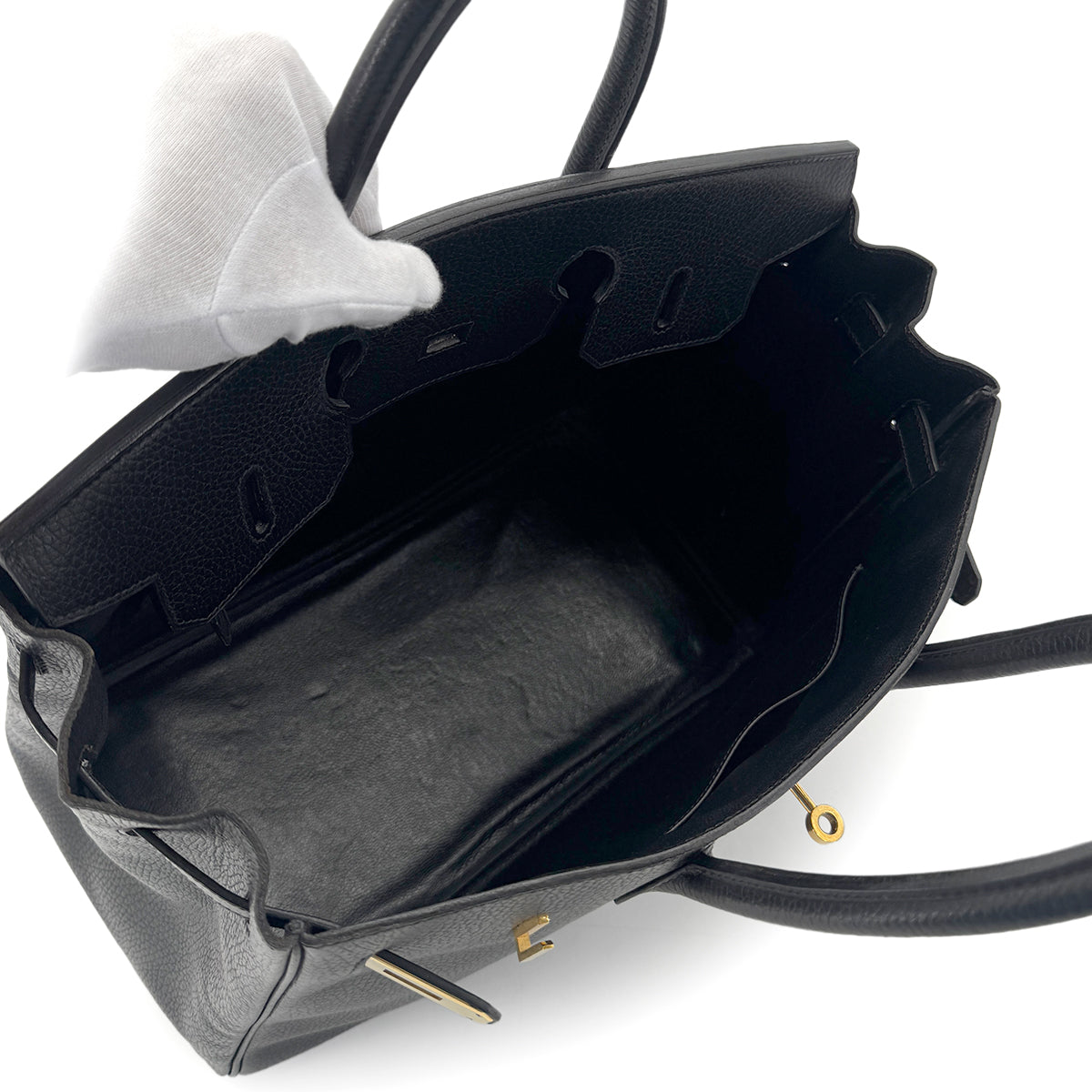 HERMES BIRKIN 35 BLACK ARDENNES HAND BAG □A GHW 90280512