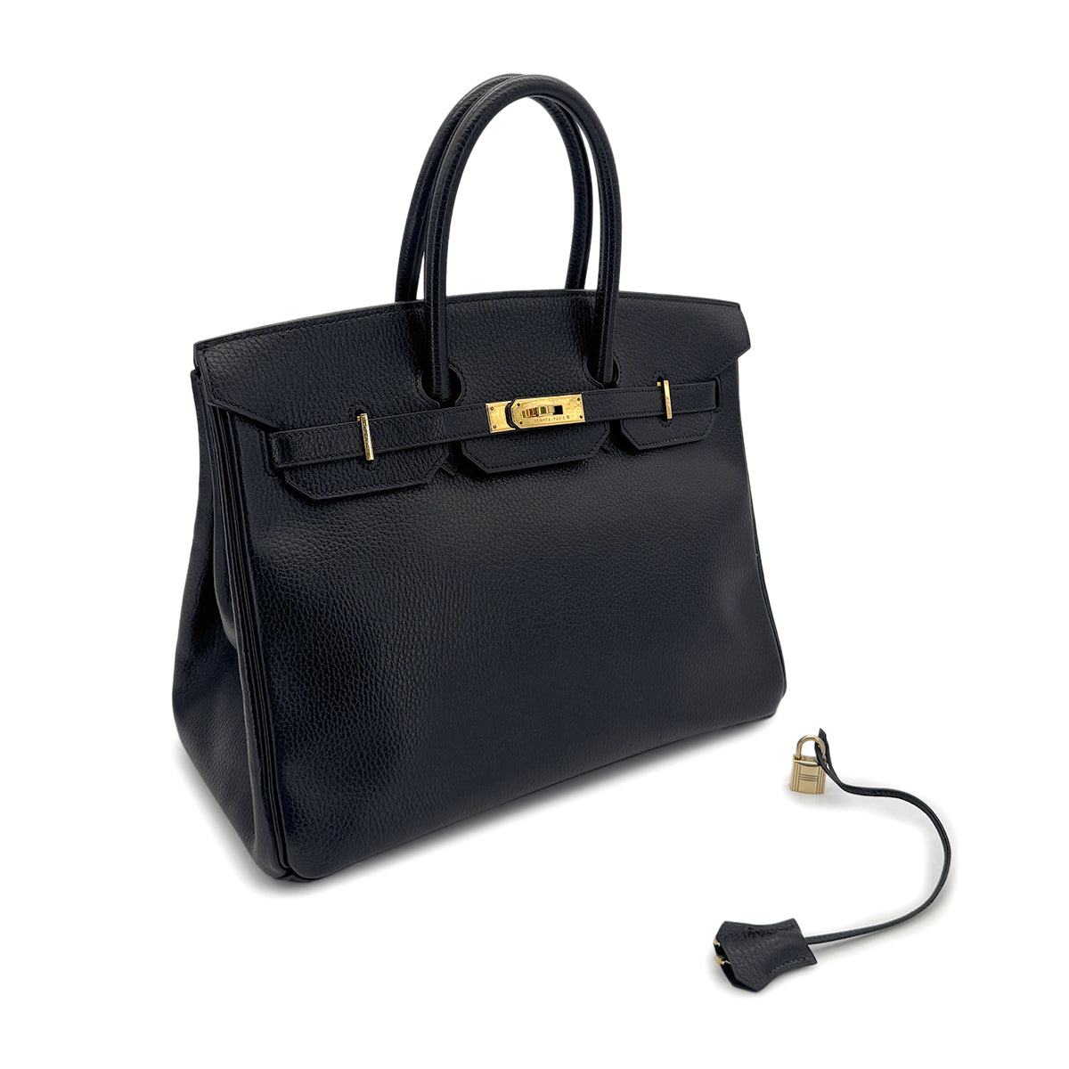 HERMES BIRKIN 35 BLACK ARDENNES HAND BAG □A GHW 90280512