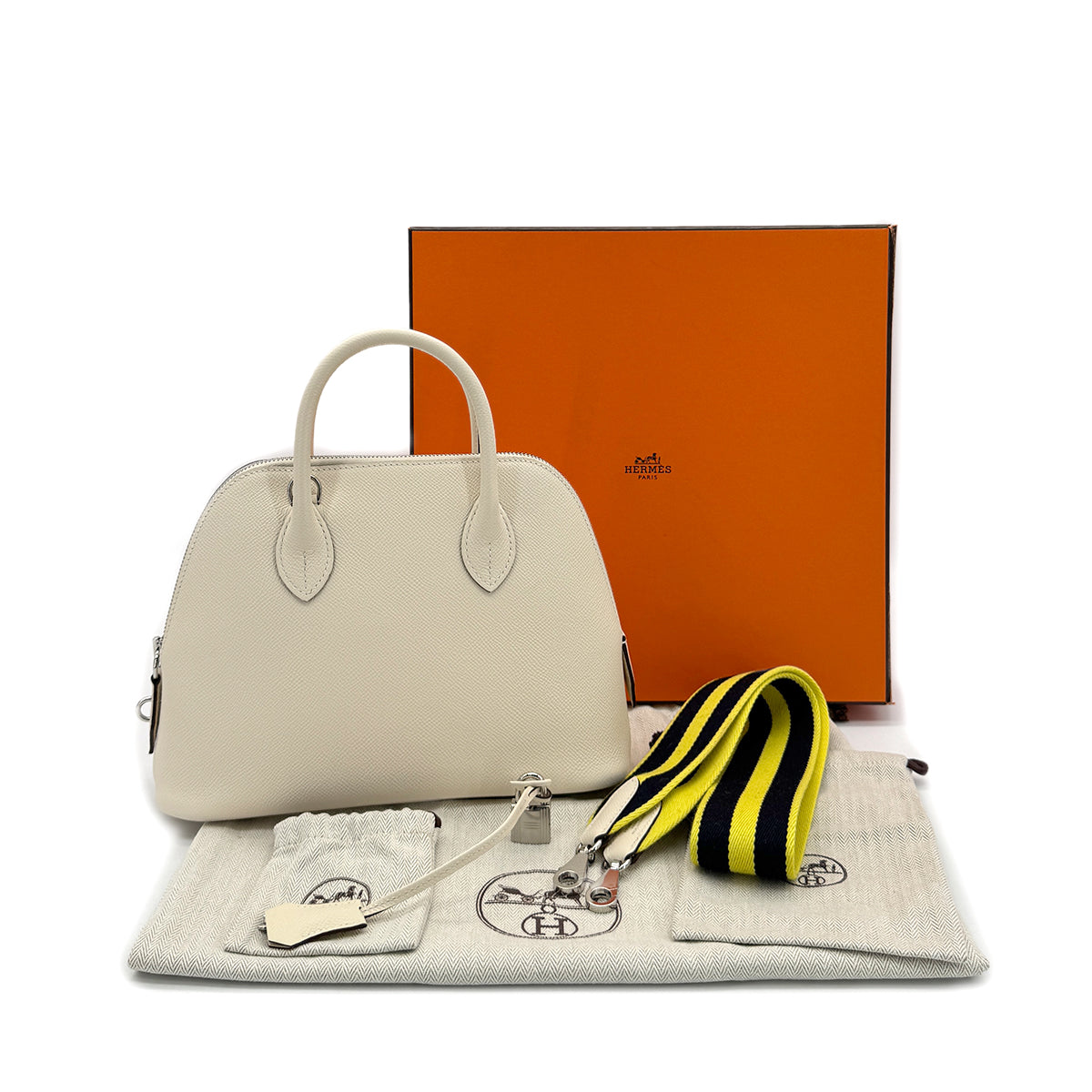 HERMES BOLIDE 1923 25 SANGLE WOOLY NATA VEAU EPSOM HAND SHOULDER BAG B SHW 90280517