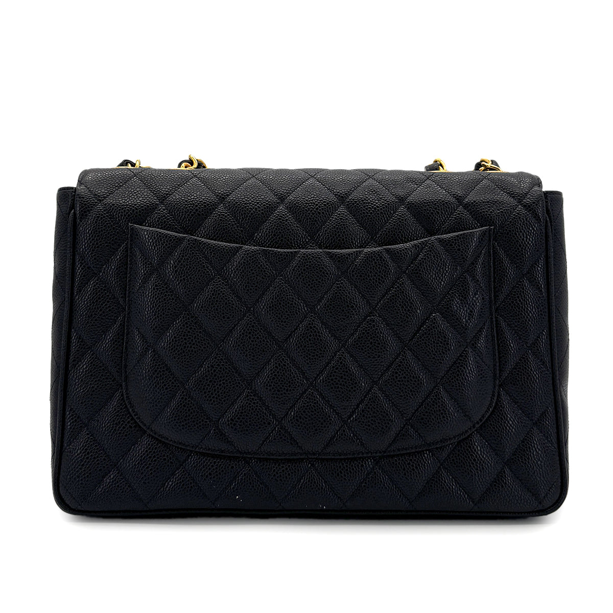 CHANEL VINTAGE JUMBO MATELASSE 30 CHAIN SHOULDER BAG BLACK CAVIAR SKIN 90280521