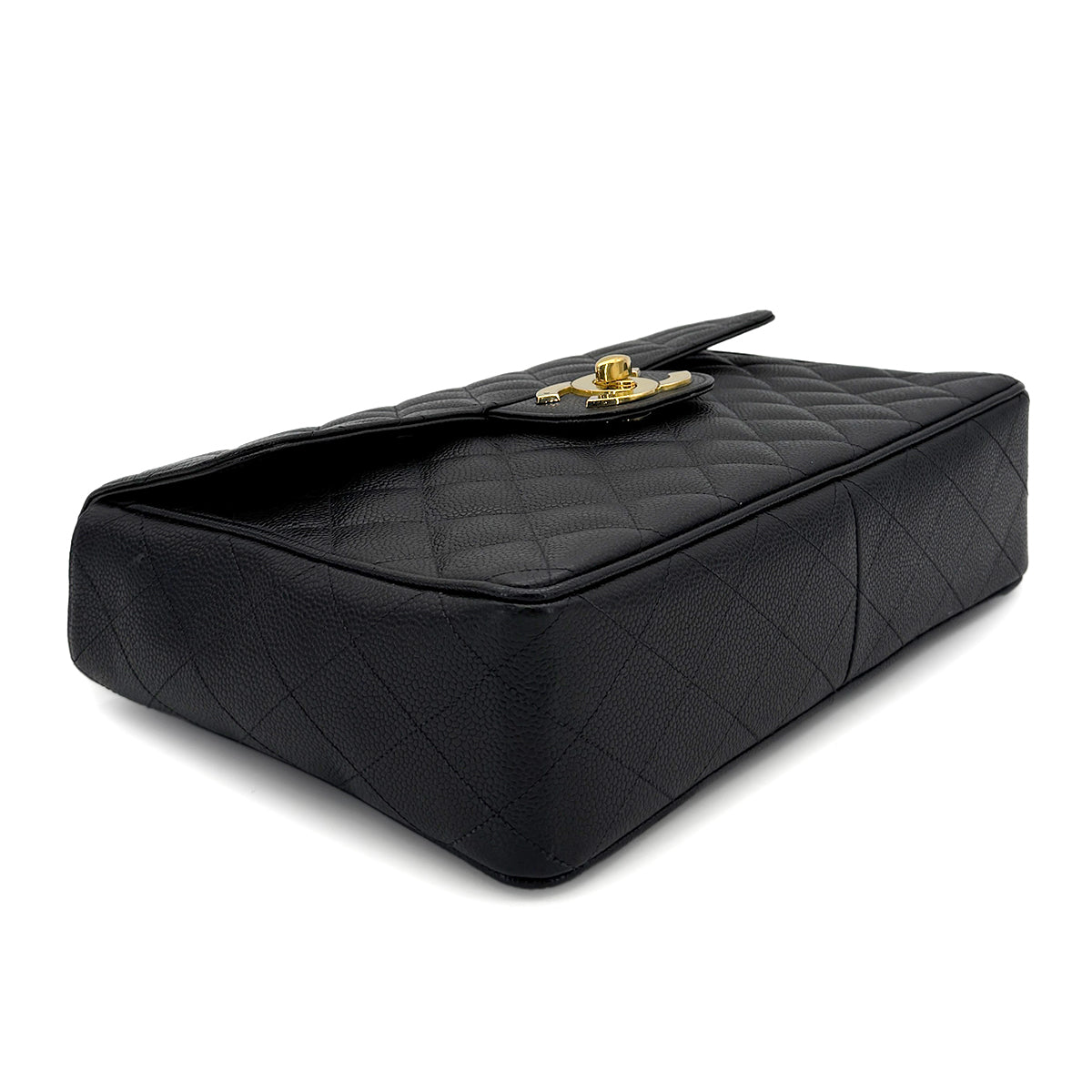 CHANEL VINTAGE JUMBO MATELASSE 30 CHAIN SHOULDER BAG BLACK CAVIAR SKIN 90280521