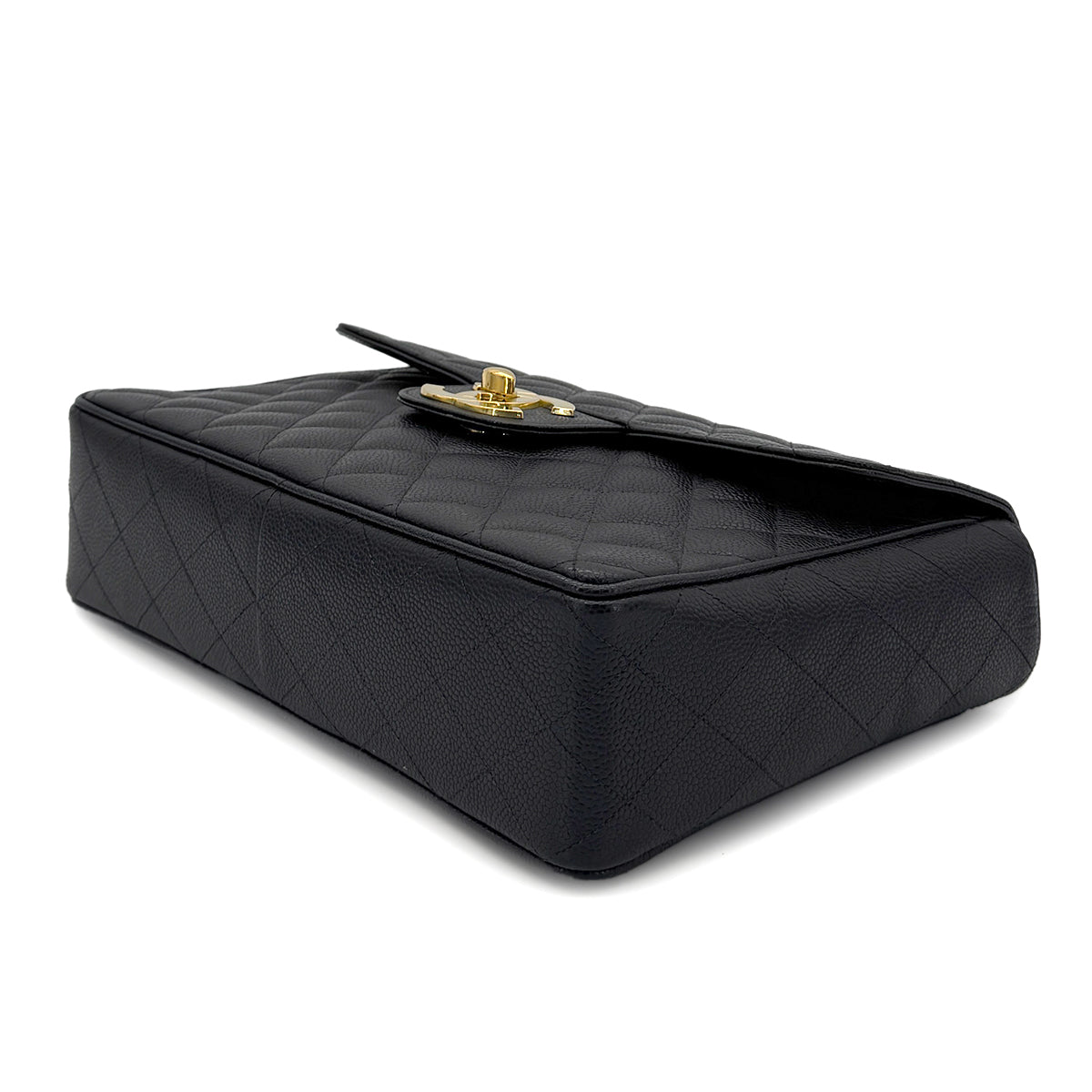 CHANEL VINTAGE JUMBO MATELASSE 30 CHAIN SHOULDER BAG BLACK CAVIAR SKIN 90280521