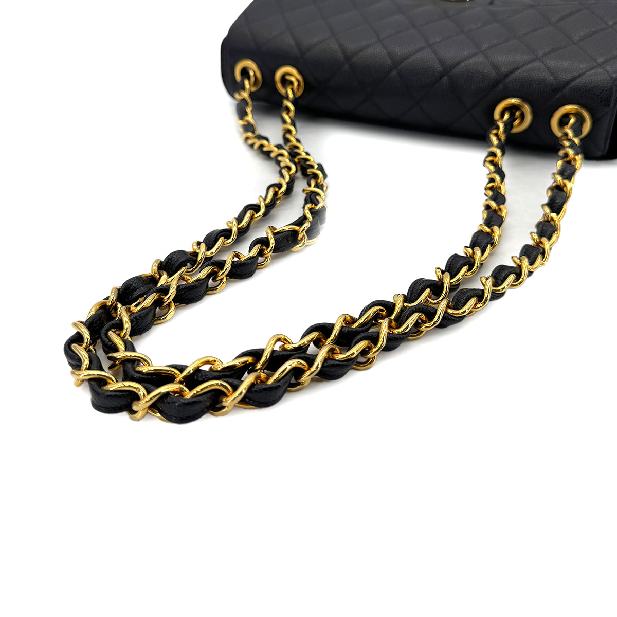 CHANEL VINTAGE JUMBO MATELASSE 30 CHAIN SHOULDER BAG BLACK CAVIAR SKIN 90280521