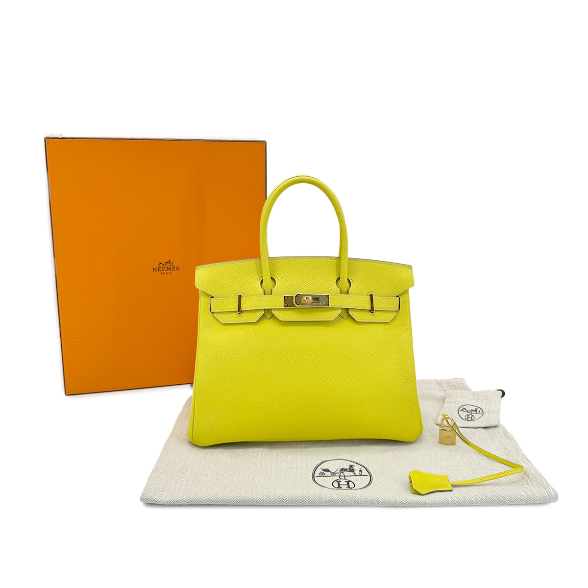 HERMES BIRKIN 30 SOUFRE VEAU EPSOM HAND BAG D GHW 90280527