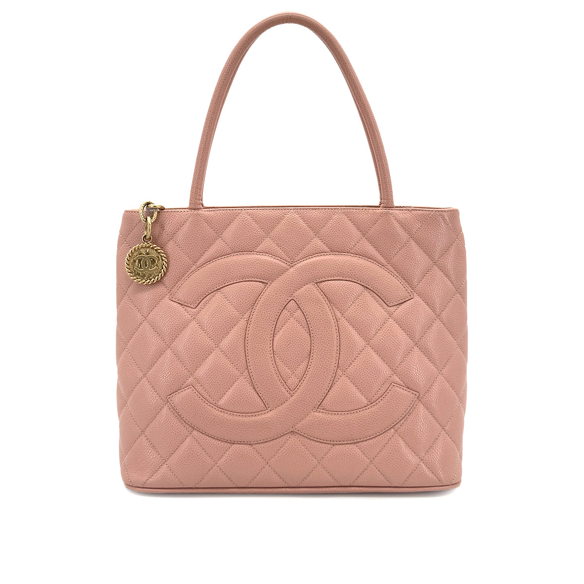 CHANEL VINTAGE MEDALLION TOTE BAG PINK CAVIAR SKIN 90280532