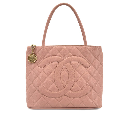 CHANEL VINTAGE MEDALLION TOTE BAG PINK CAVIAR SKIN 90280532