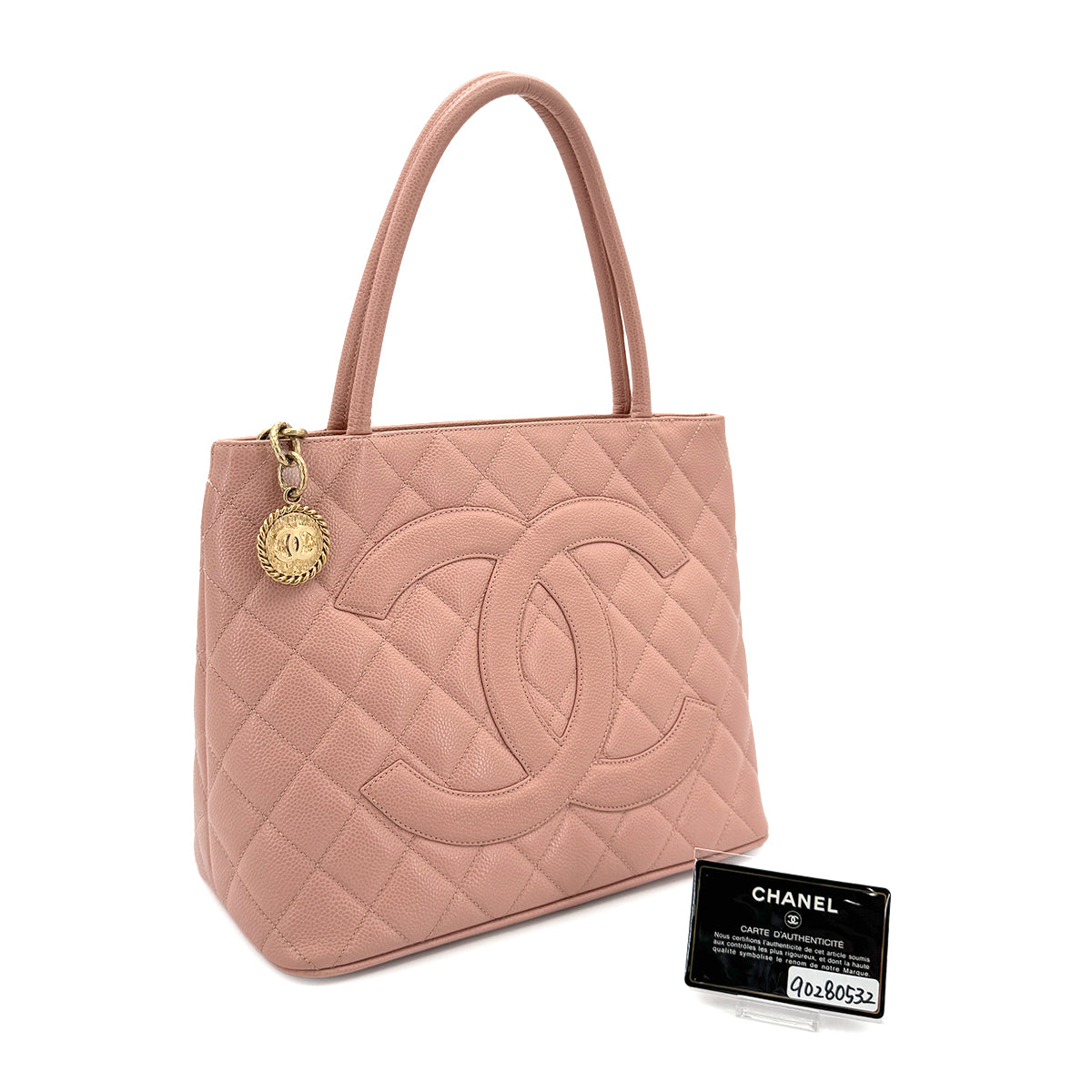 CHANEL VINTAGE MEDALLION TOTE BAG PINK CAVIAR SKIN 90280532