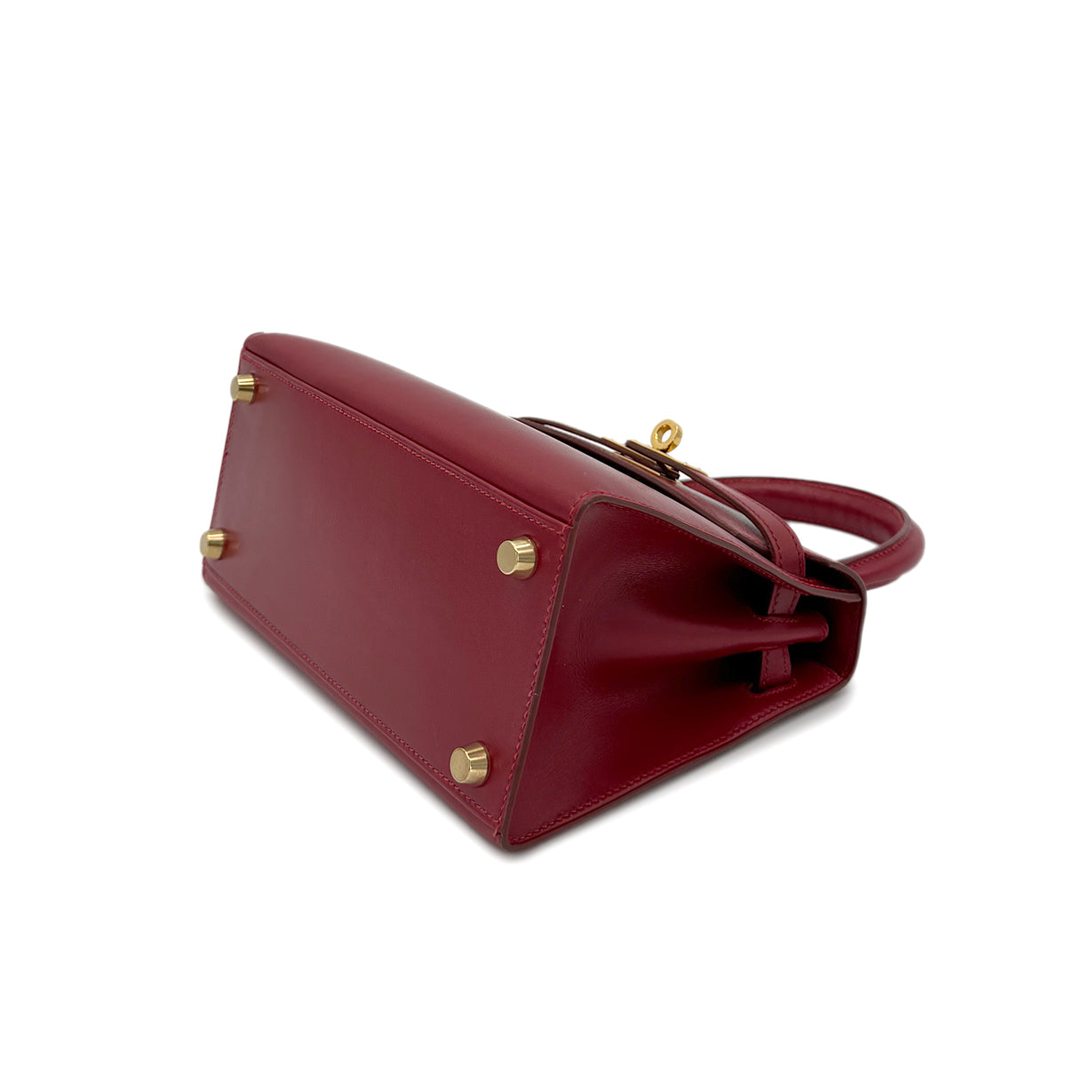HERMES MINI KELLY 20 ROUGE VIF BOXCALF HAND SHOULDER BAG □A GHW 90280596