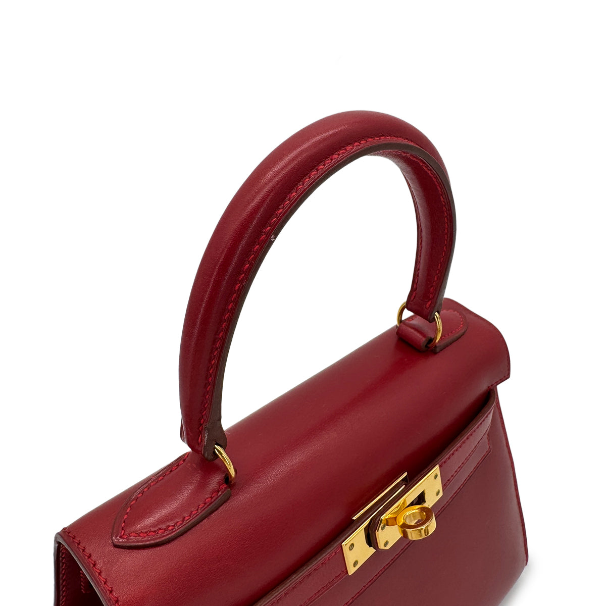 HERMES MINI KELLY 20 ROUGE VIF BOXCALF HAND SHOULDER BAG □A GHW 90280596