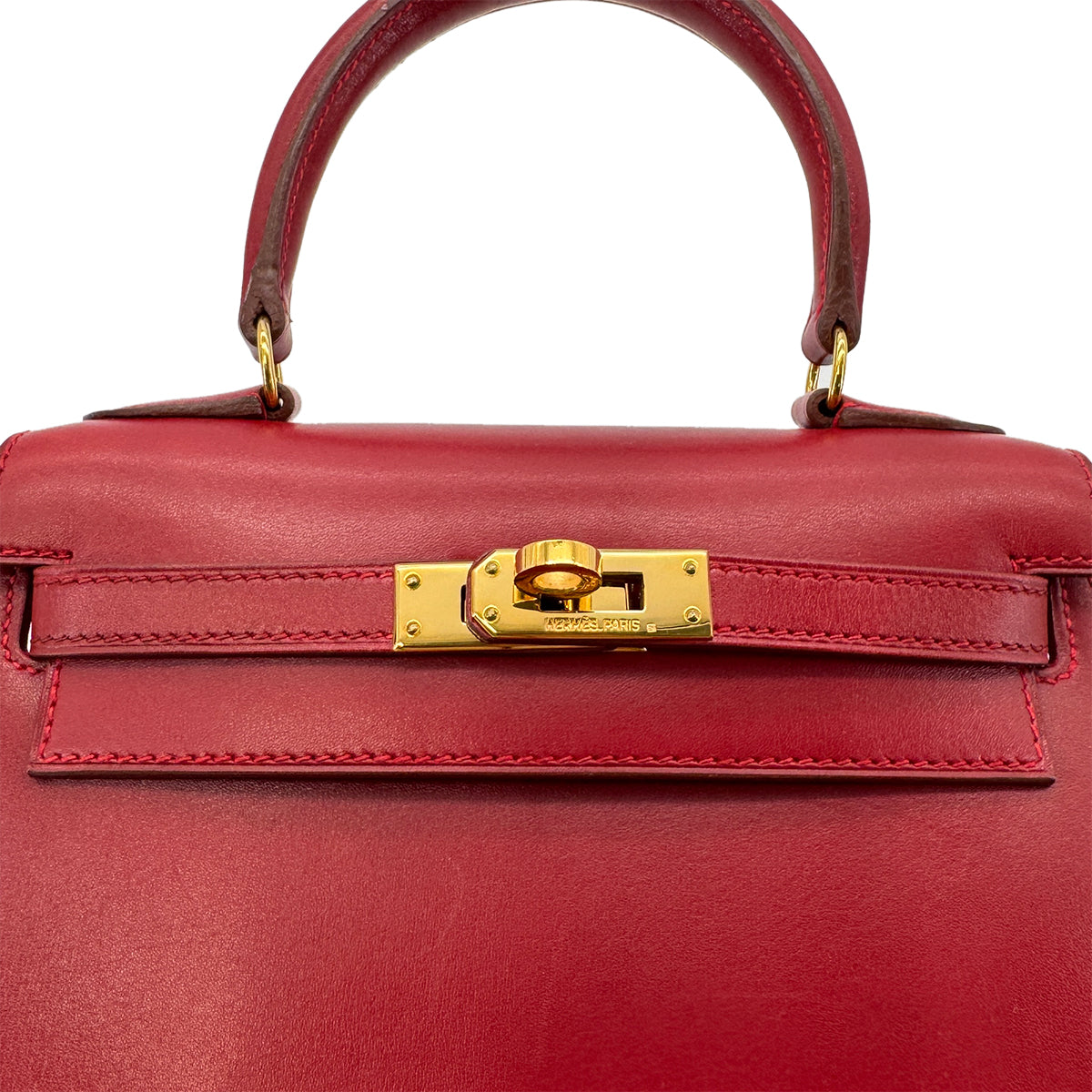 HERMES MINI KELLY 20 ROUGE VIF BOXCALF HAND SHOULDER BAG □A GHW 90280596