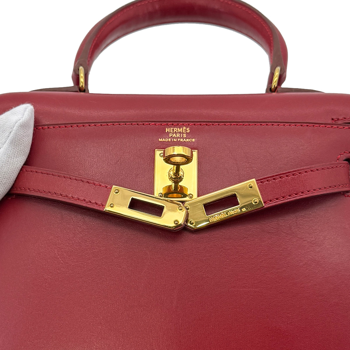 HERMES MINI KELLY 20 ROUGE VIF BOXCALF HAND SHOULDER BAG □A GHW 90280596