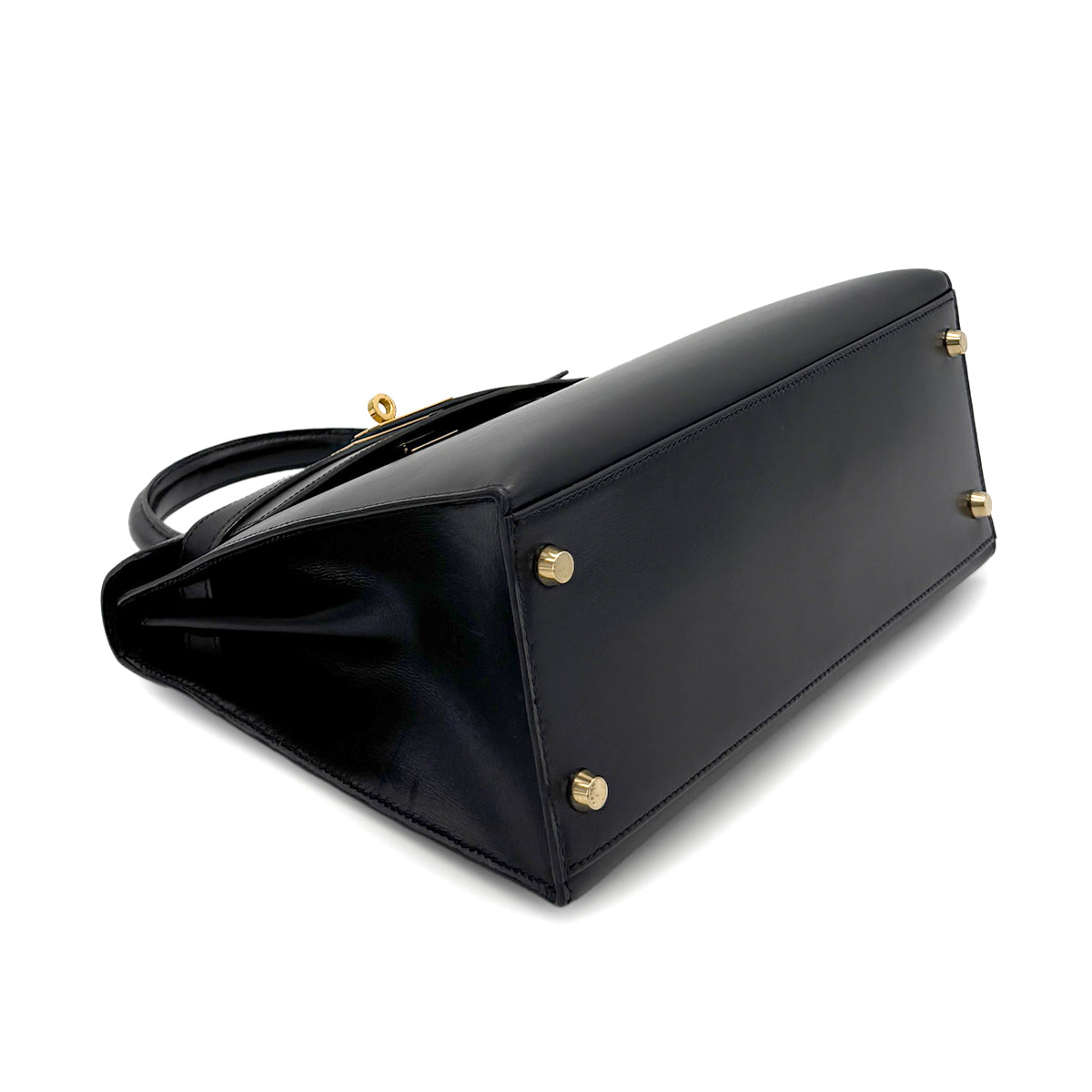 HERMES KELLY 28 SELLIER BLACK BOXCALF HAND SHOULDER BAG 〇Y GHW 90280600