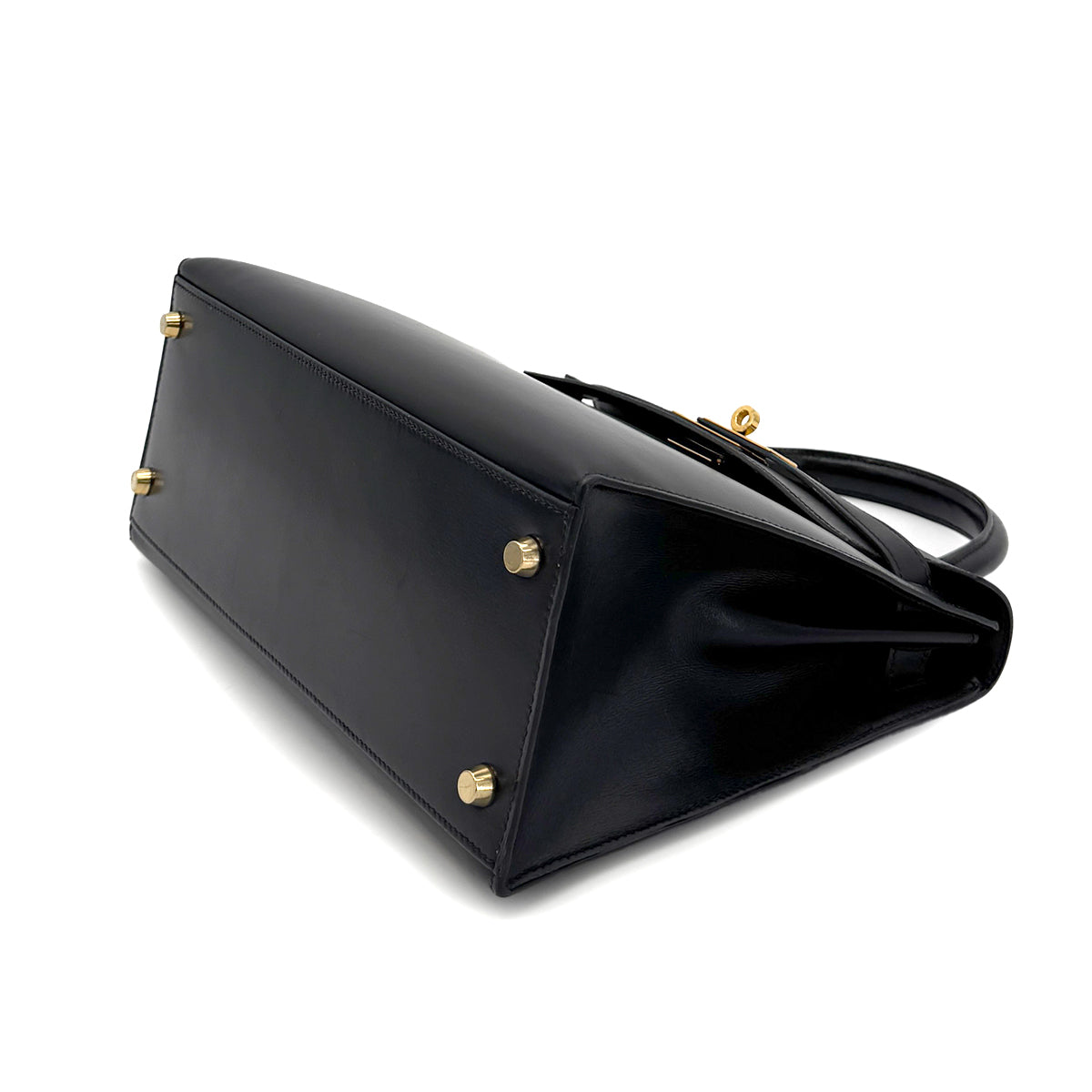 HERMES KELLY 28 SELLIER BLACK BOXCALF HAND SHOULDER BAG 〇Y GHW 90280600