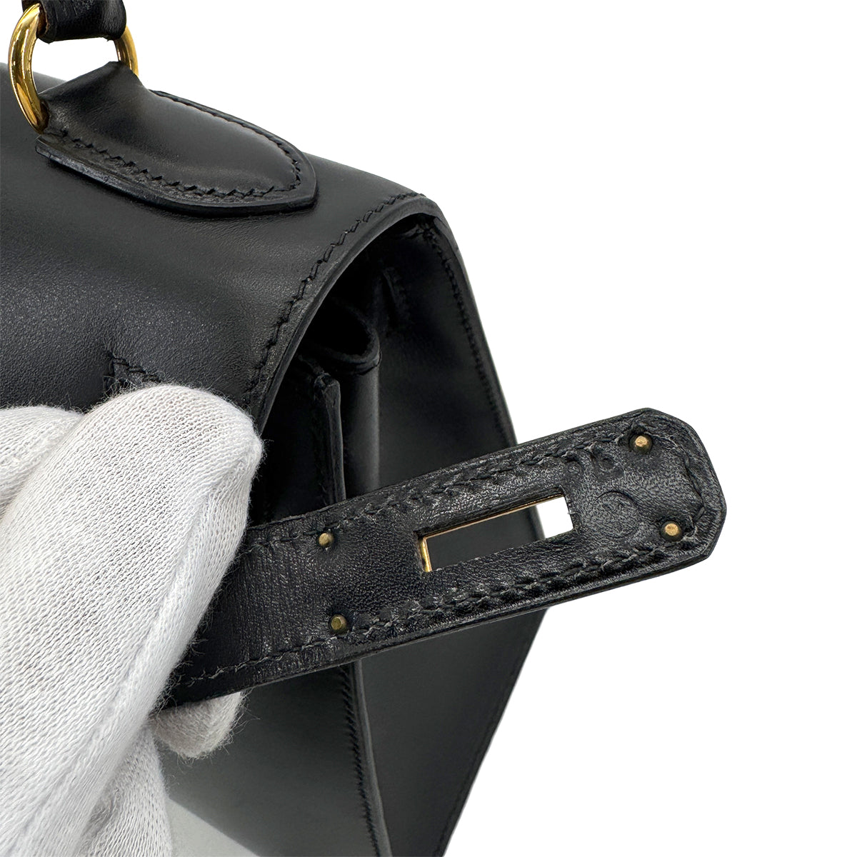 HERMES KELLY 28 SELLIER BLACK BOXCALF HAND SHOULDER BAG 〇Y GHW 90280600