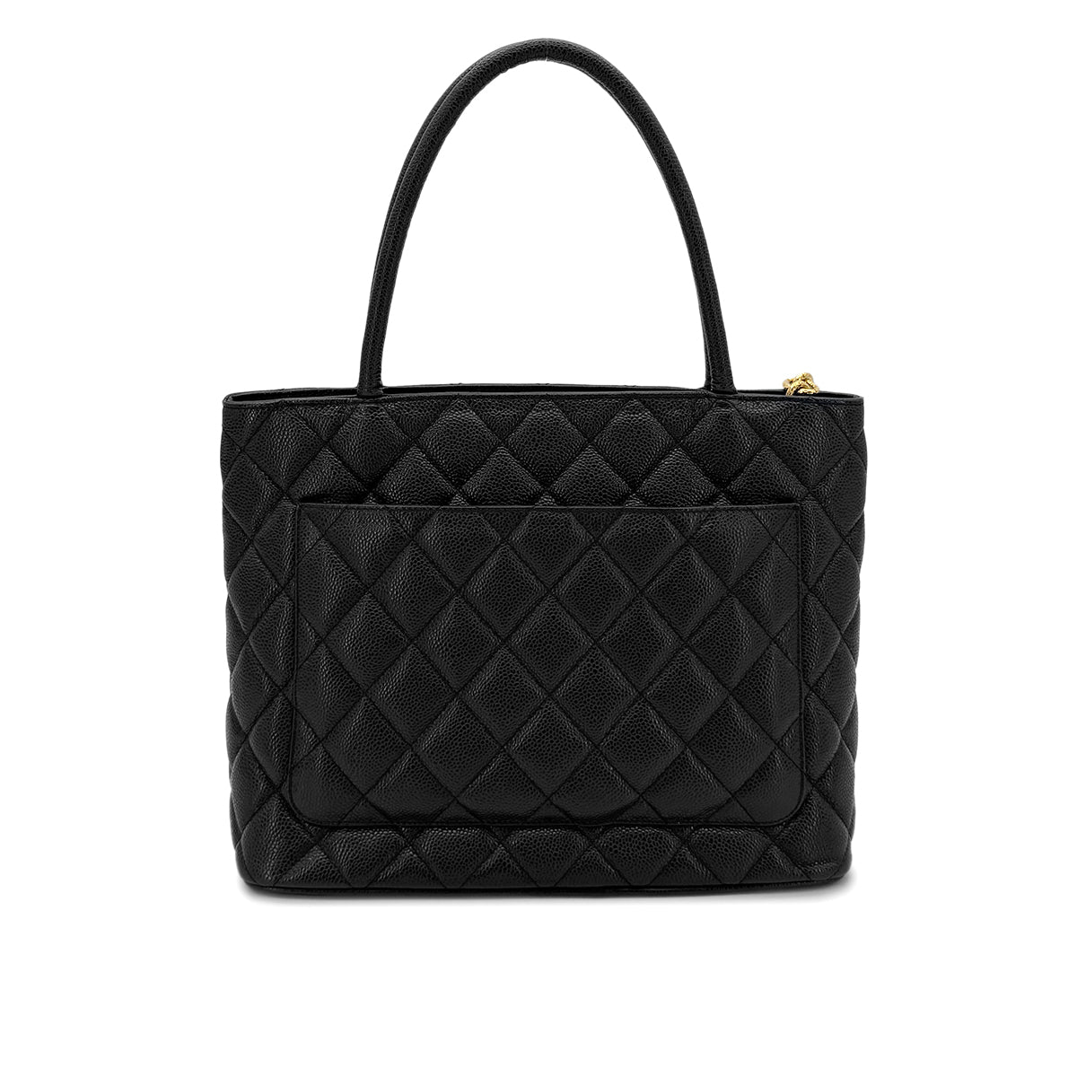 CHANEL VINTAGE MEDALLION TOTE BAG BLACK CAVIAR SKIN 90280604