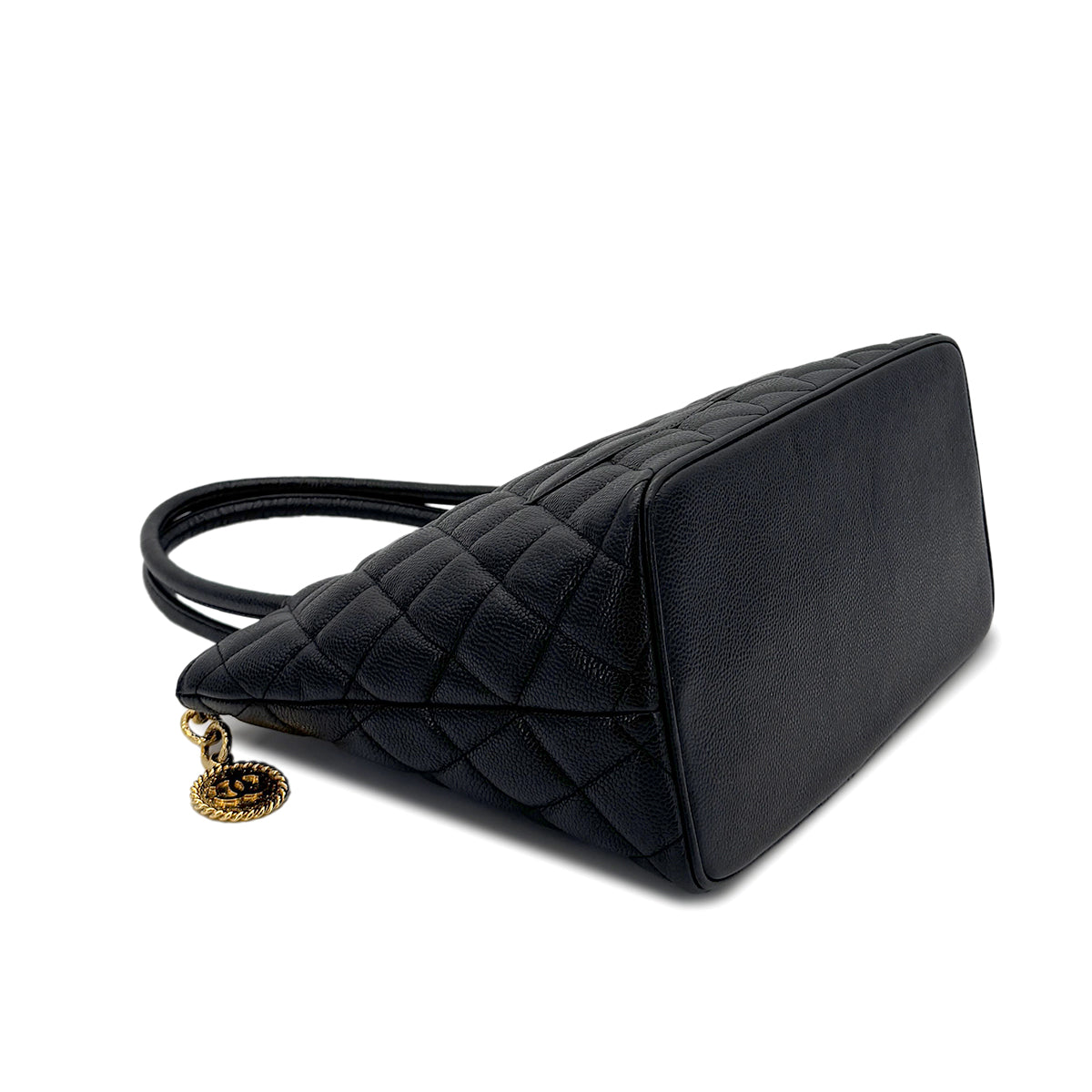 CHANEL VINTAGE MEDALLION TOTE BAG BLACK CAVIAR SKIN 90280604