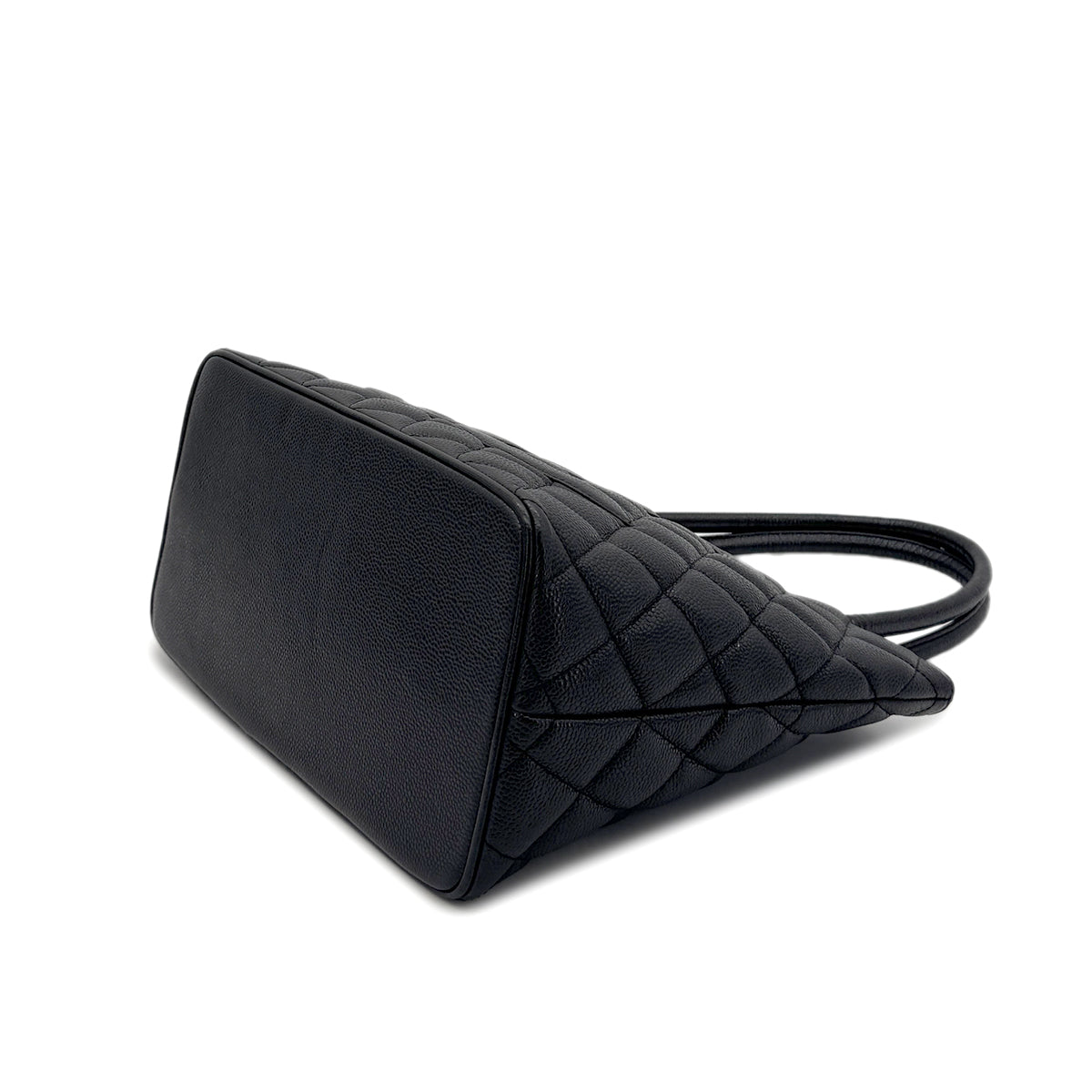 CHANEL VINTAGE MEDALLION TOTE BAG BLACK CAVIAR SKIN 90280604