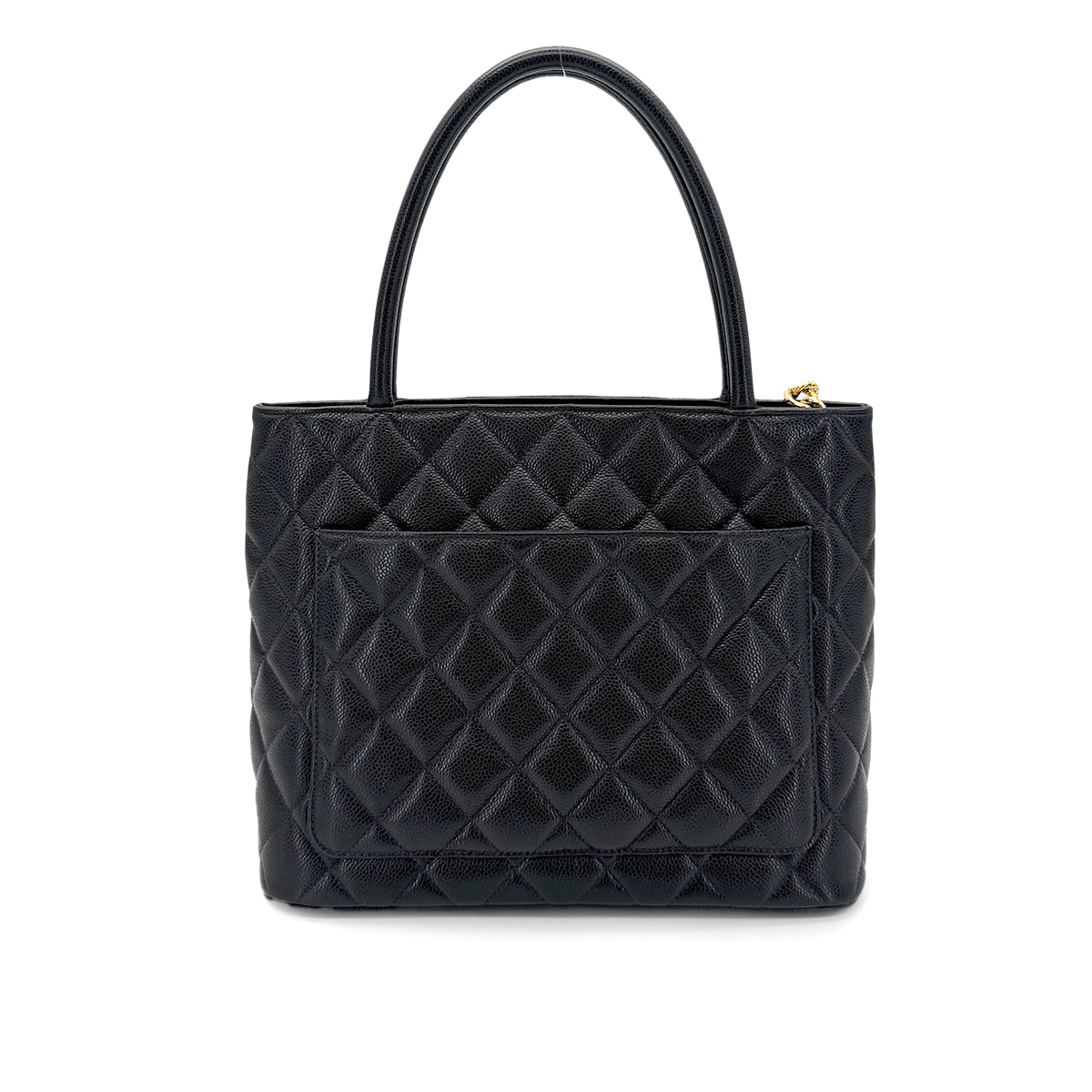 CHANEL VINTAGE MEDALLION TOTE BAG BLACK CAVIAR SKIN 90280641