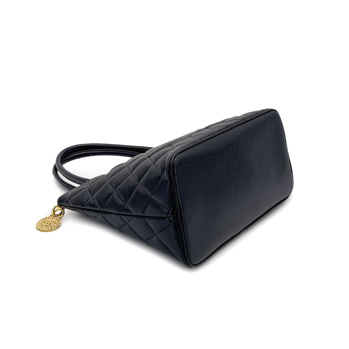 CHANEL VINTAGE MEDALLION TOTE BAG BLACK CAVIAR SKIN 90280641