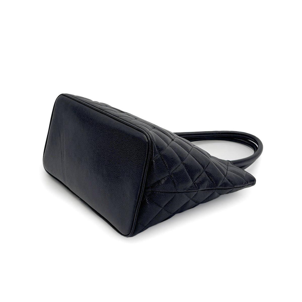 CHANEL VINTAGE MEDALLION TOTE BAG BLACK CAVIAR SKIN 90280641