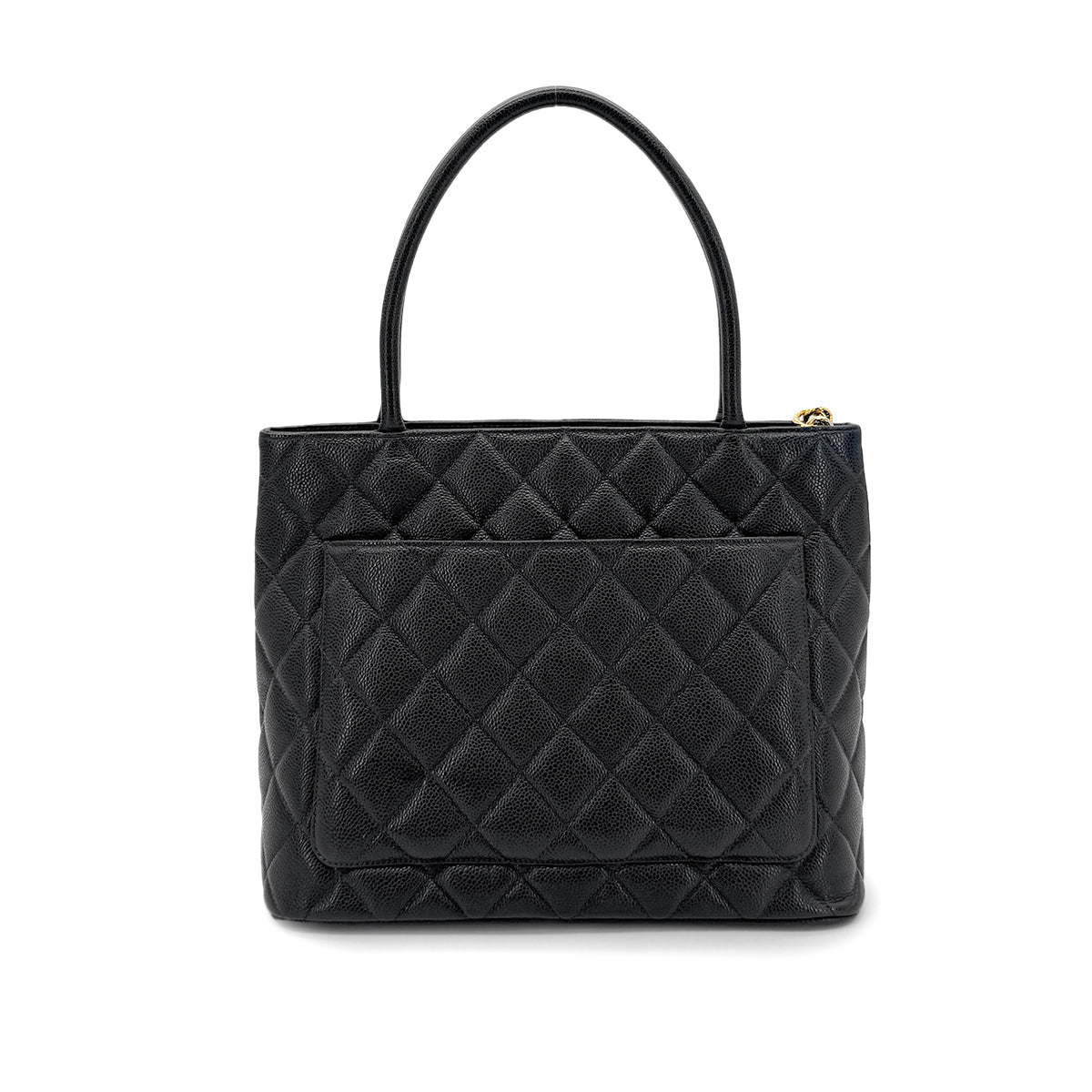 CHANEL VINTAGE MEDALLION TOTE BAG BLACK CAVIAR SKIN 90280643