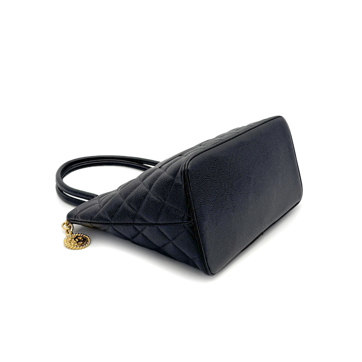 CHANEL VINTAGE MEDALLION TOTE BAG BLACK CAVIAR SKIN 90280643