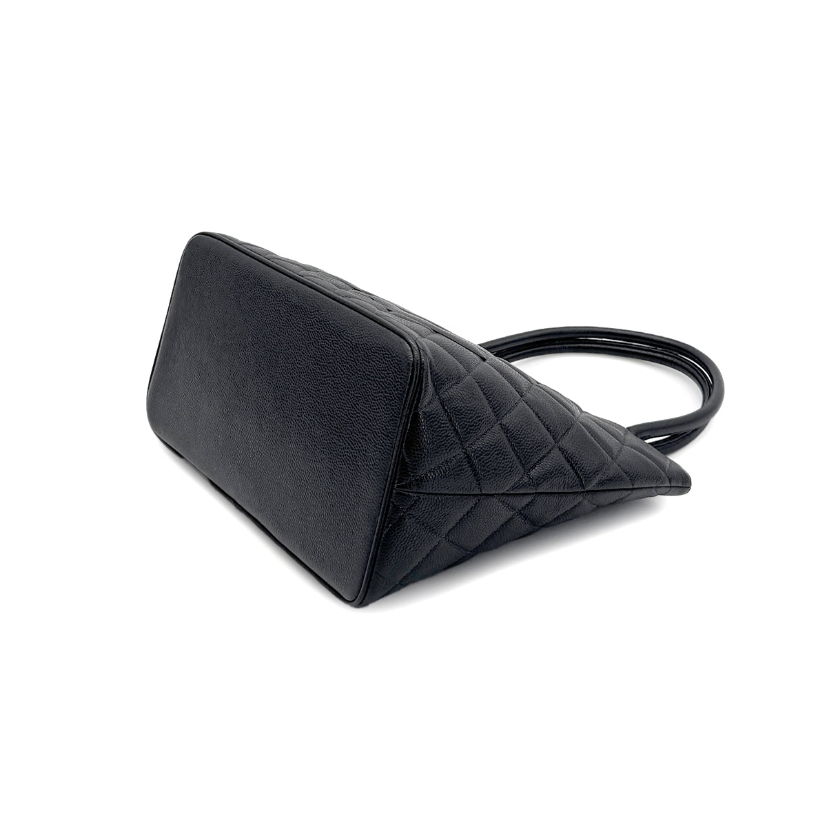 CHANEL VINTAGE MEDALLION TOTE BAG BLACK CAVIAR SKIN 90280643