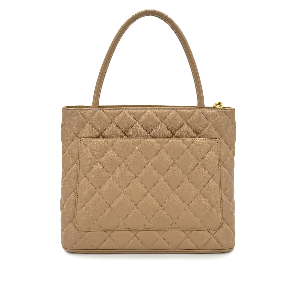 CHANEL VINTAGE MEDALLION TOTE BAG BEIGE CAVIAR SKIN 90280644