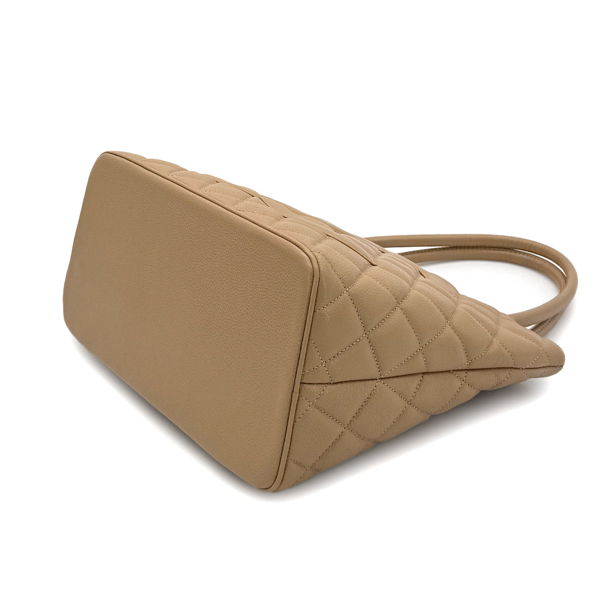 CHANEL VINTAGE MEDALLION TOTE BAG BEIGE CAVIAR SKIN 90280644