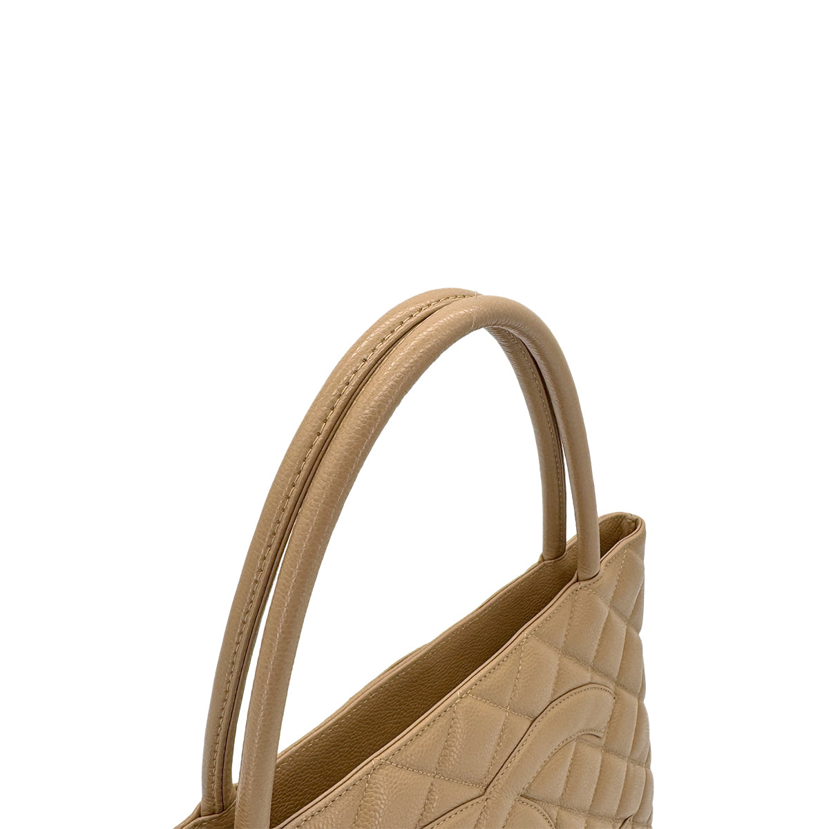 CHANEL VINTAGE MEDALLION TOTE BAG BEIGE CAVIAR SKIN 90280644