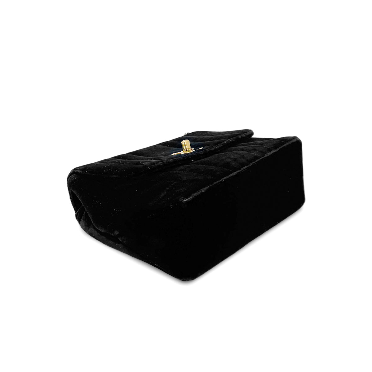 CHANEL VINTAGE DOUBLE CHAIN HAND BAG BLACK VELOUR 90280646