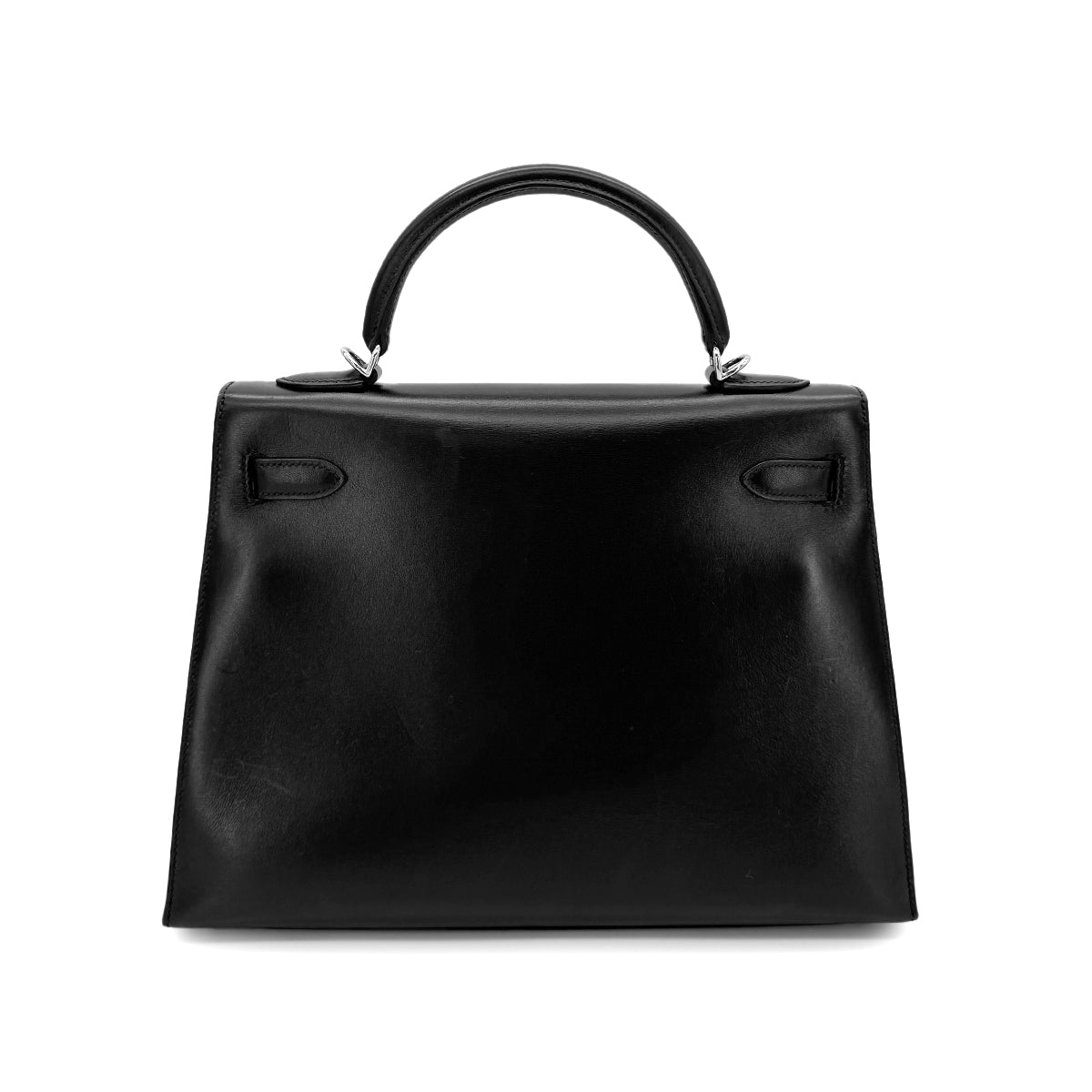 HERMES KELLY 32 SELLIER BLACK BOXCALF HAND SHOULDER BAG □J SHW 90280679