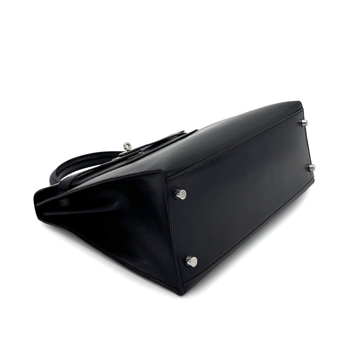 HERMES KELLY 32 SELLIER BLACK BOXCALF HAND SHOULDER BAG □J SHW 90280679