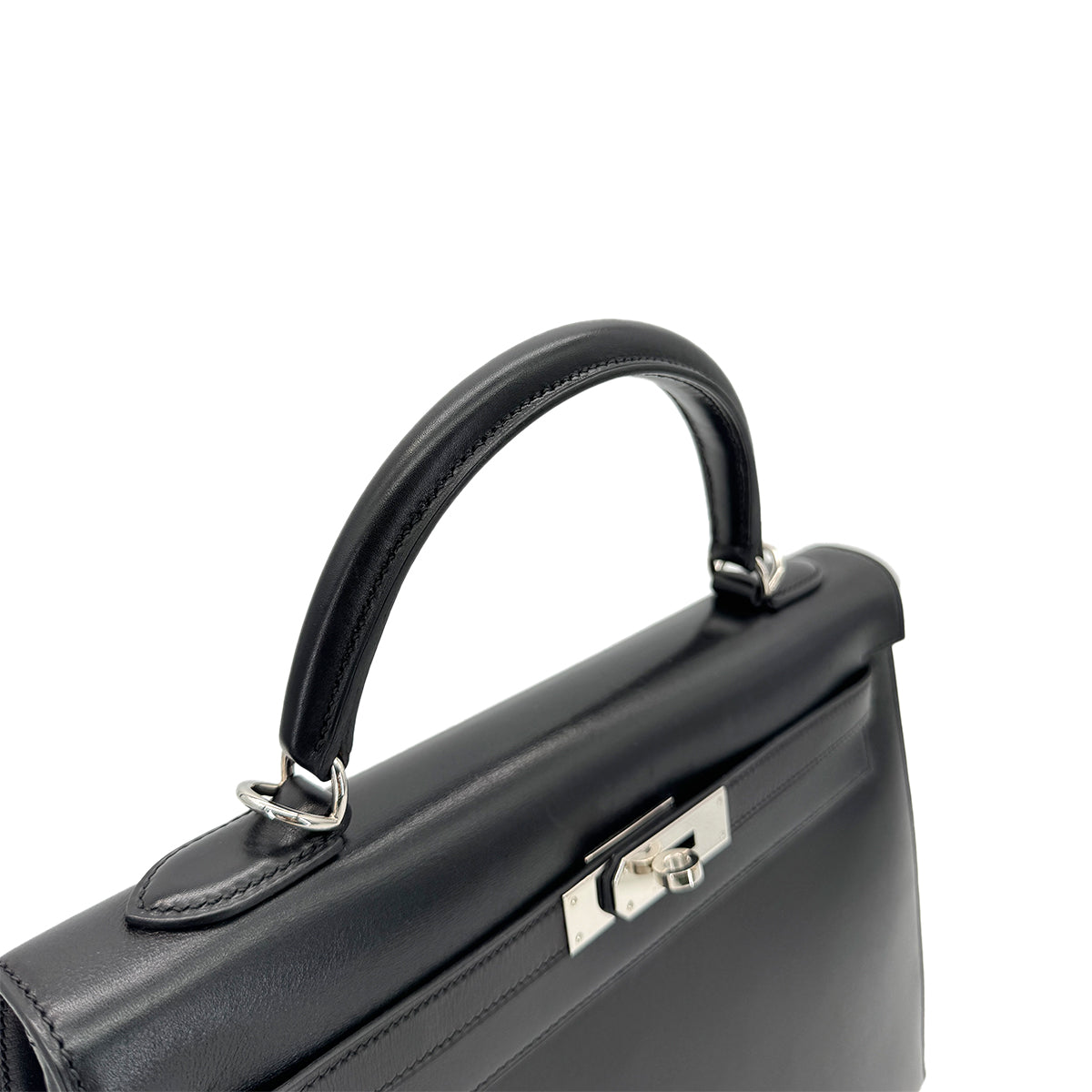 HERMES KELLY 32 SELLIER BLACK BOXCALF HAND SHOULDER BAG □J SHW 90280679
