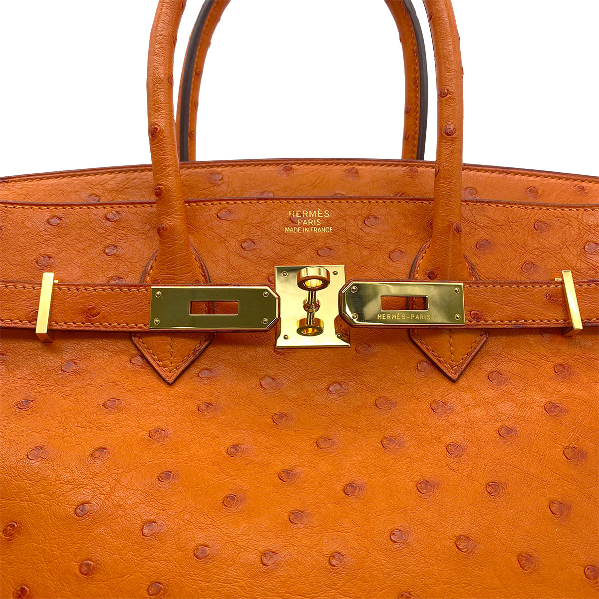 HERMES BIRKIN 35 TANGERINE OSTRICH HAND BAG □H GHW 90280697