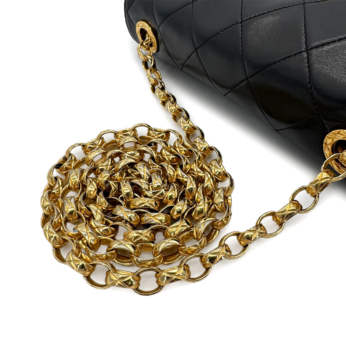 CHANEL VINTAGE MATELASSE BIJOU CHAIN SHOULDER BAG BLACK LAMB SKIN 90280712