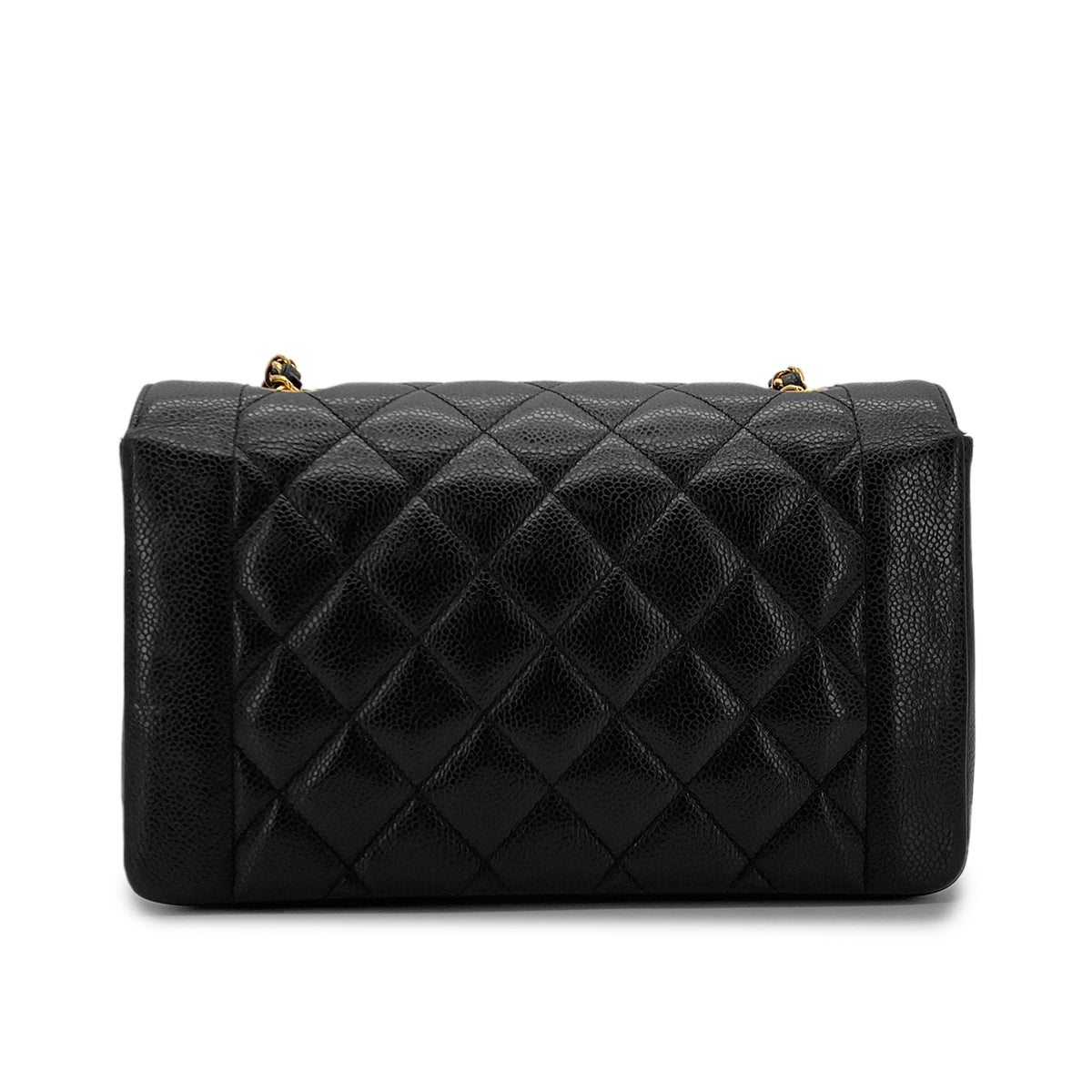 CHANEL VINTAGE DIANA MEDIUM CHAIN SHOULDER BAG BLACK CAVIAR SKIN 90280719